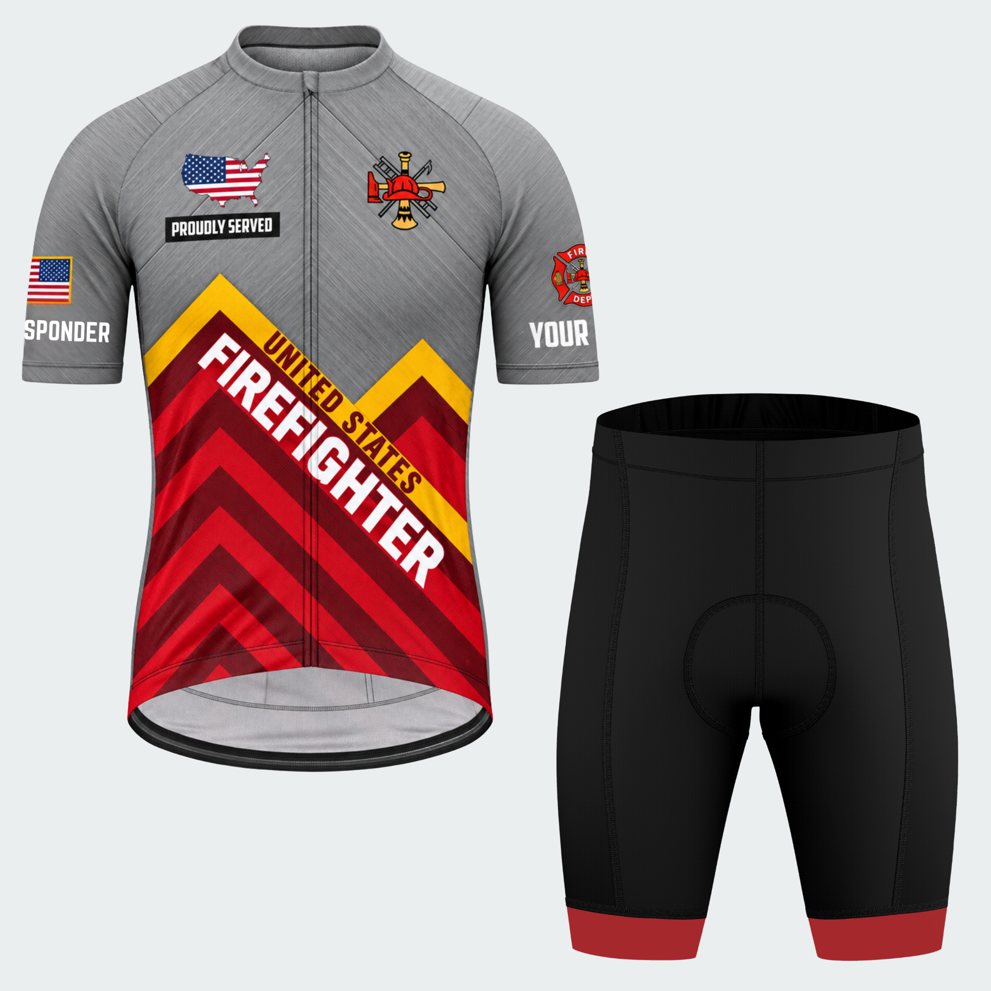 Men Personalized United States Firefighter Emblem Cycling Jersey & Kit — short sleeve shorts kit — featured image