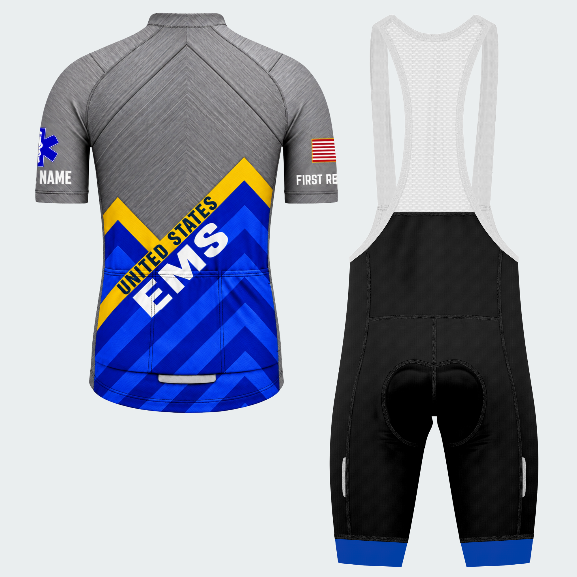 Men Personalized United States EMS Responder Cycling Jersey & Kit — short sleeve bib shorts kit — image 02