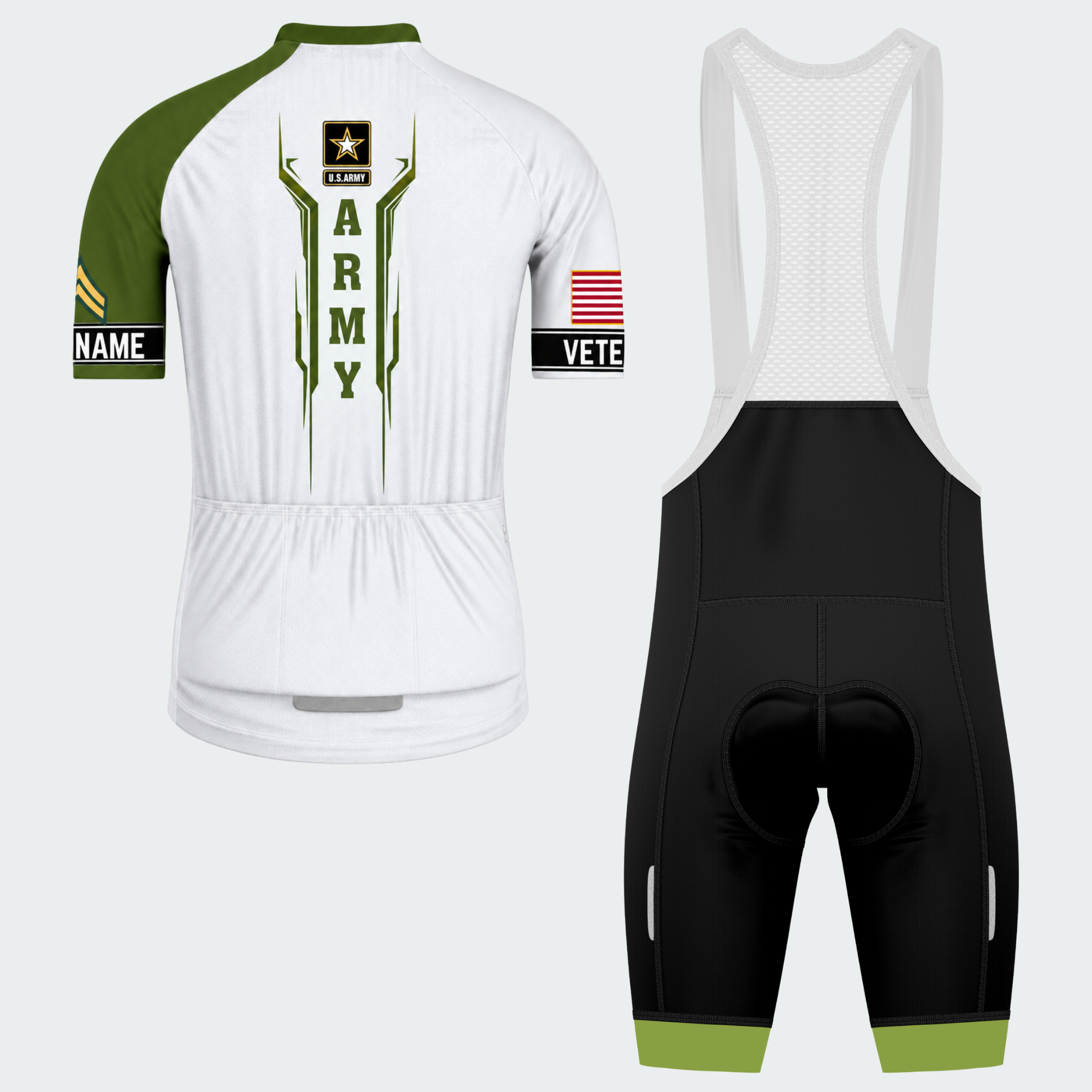Men Personalized U.S. Army Vertical Star Cycling Jersey & Kit — short sleeve bib shorts kit — image 02