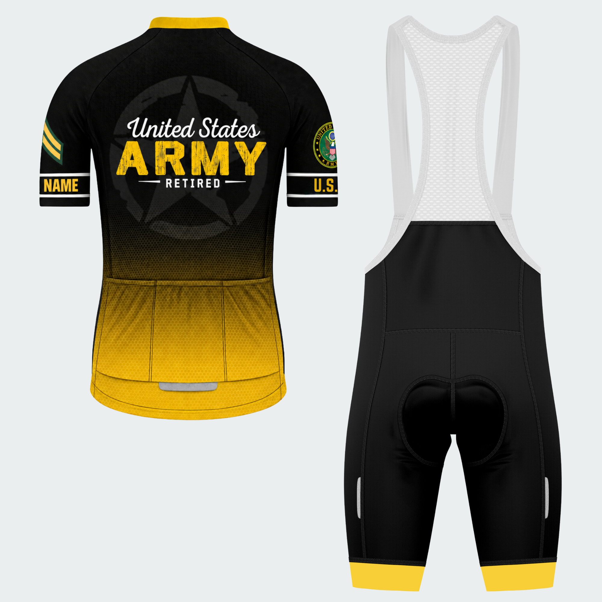 Men's Personalized United States Army Retired Cycling Jersey & Kit — short sleeve bib shorts kit — image 02