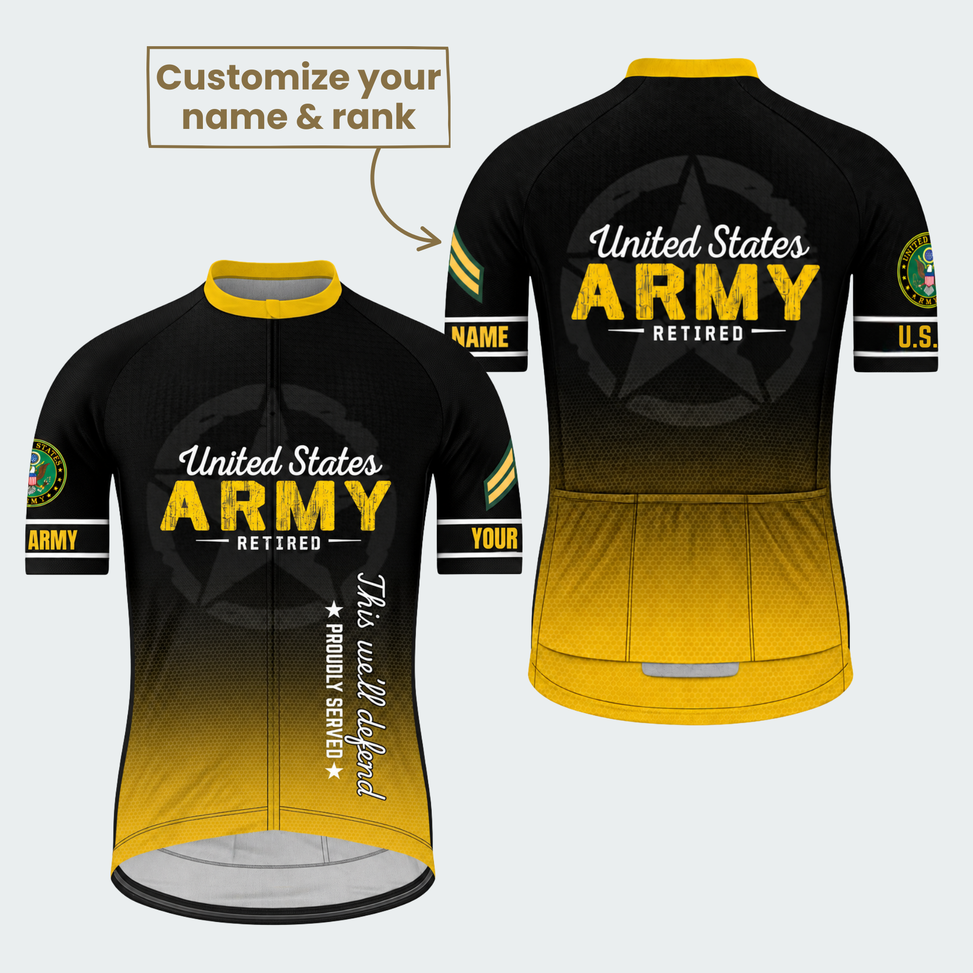 Men's Personalized United States Army Retired Cycling Jersey & Kit — short sleeve jersey — featured image