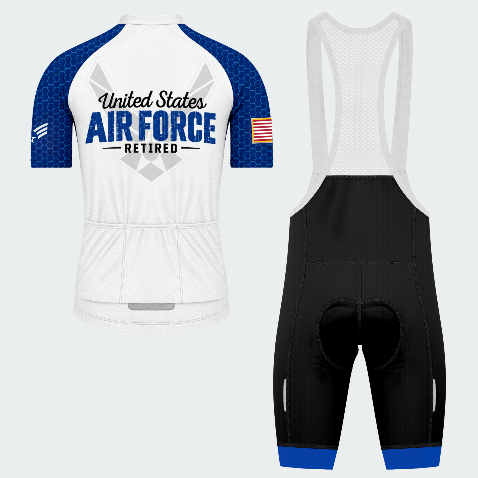 Men's Personalized U.S. Air Force Retired Crew Cycling Jersey & Kit — short sleeve bib shorts kit — image 02