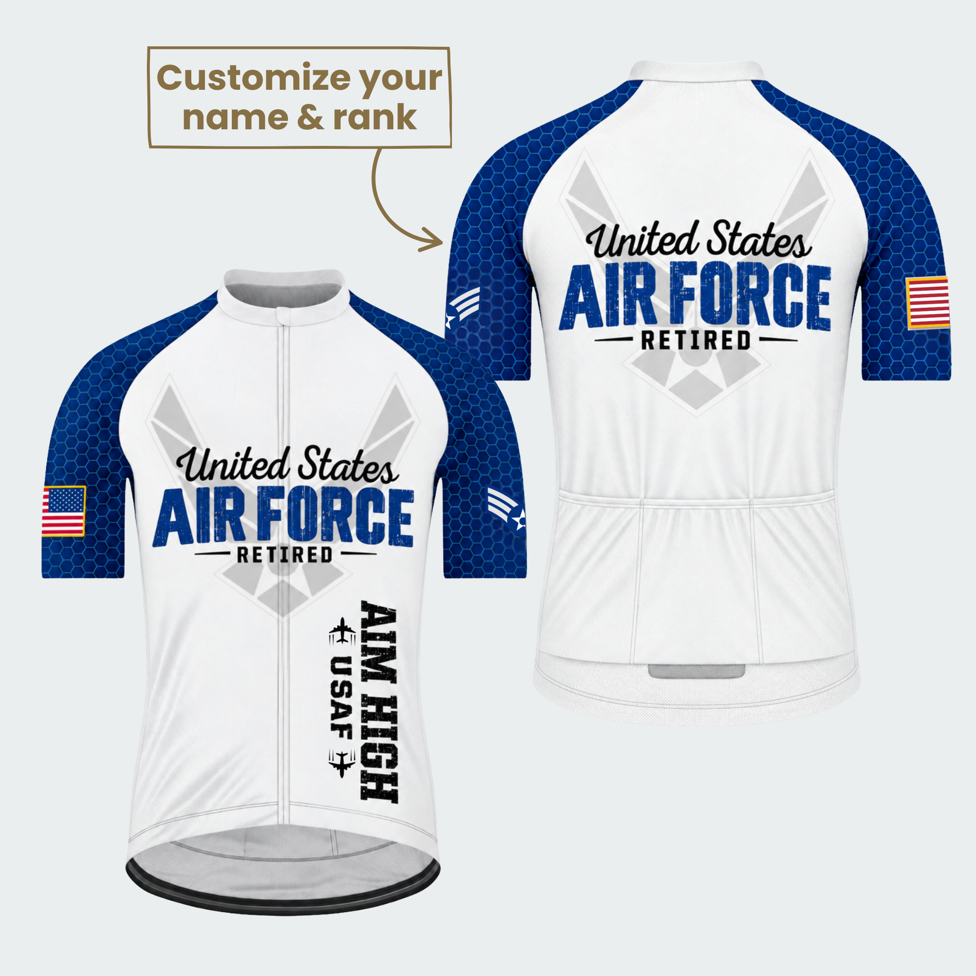 Men's Personalized U.S. Air Force Retired Crew Cycling Jersey & Kit — short sleeve jersey — featured image