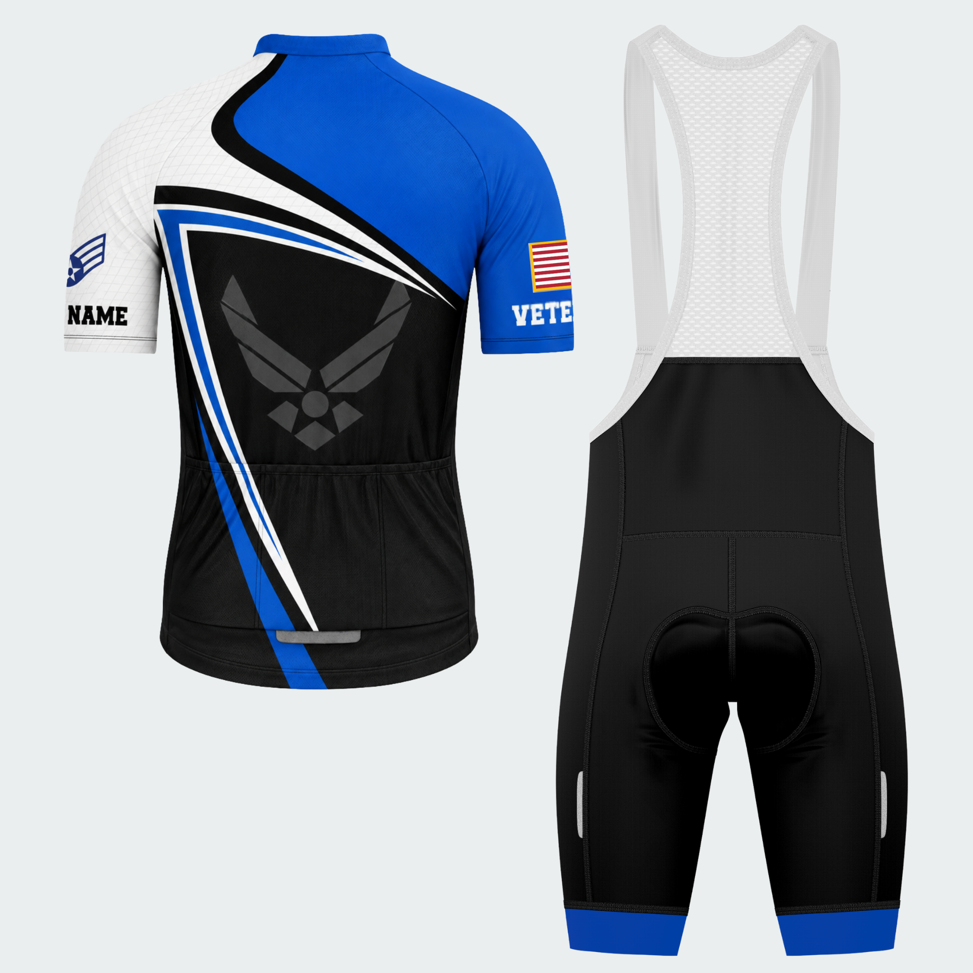 Men's Personalized United States Air Force Veteran Cycling Jersey & Kit — short sleeve bib shorts kit — image 02