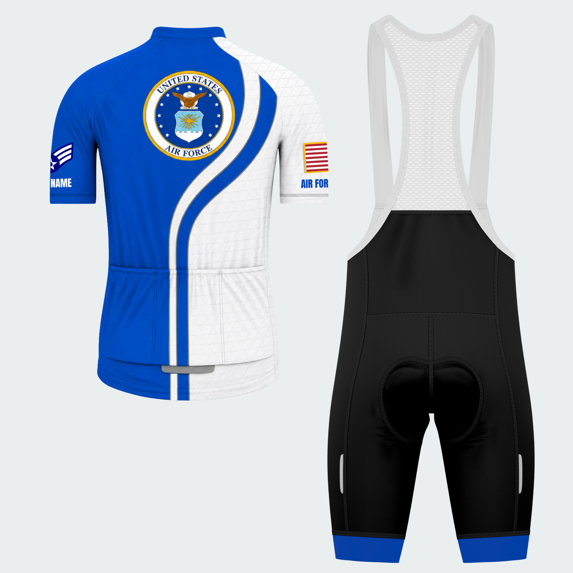 Men's Personalized United States Air Force Crest Cycling Jersey & Kit — short sleeve bib shorts kit — image 02