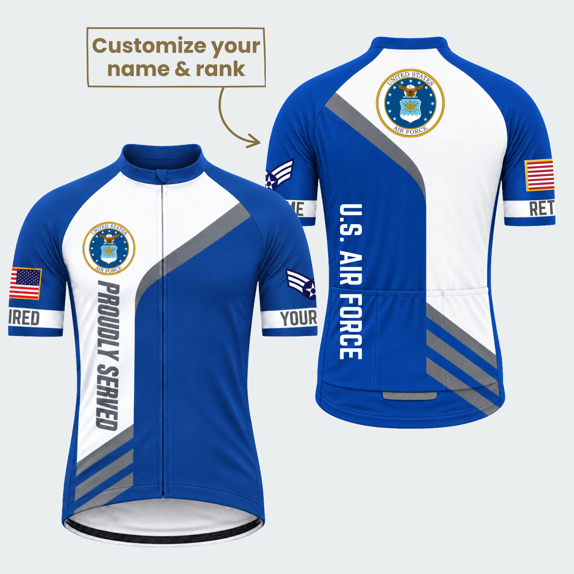 Men's Personalized United States Air Force Proudly Served Cycling Jersey & Kit — short sleeve jersey — featured image