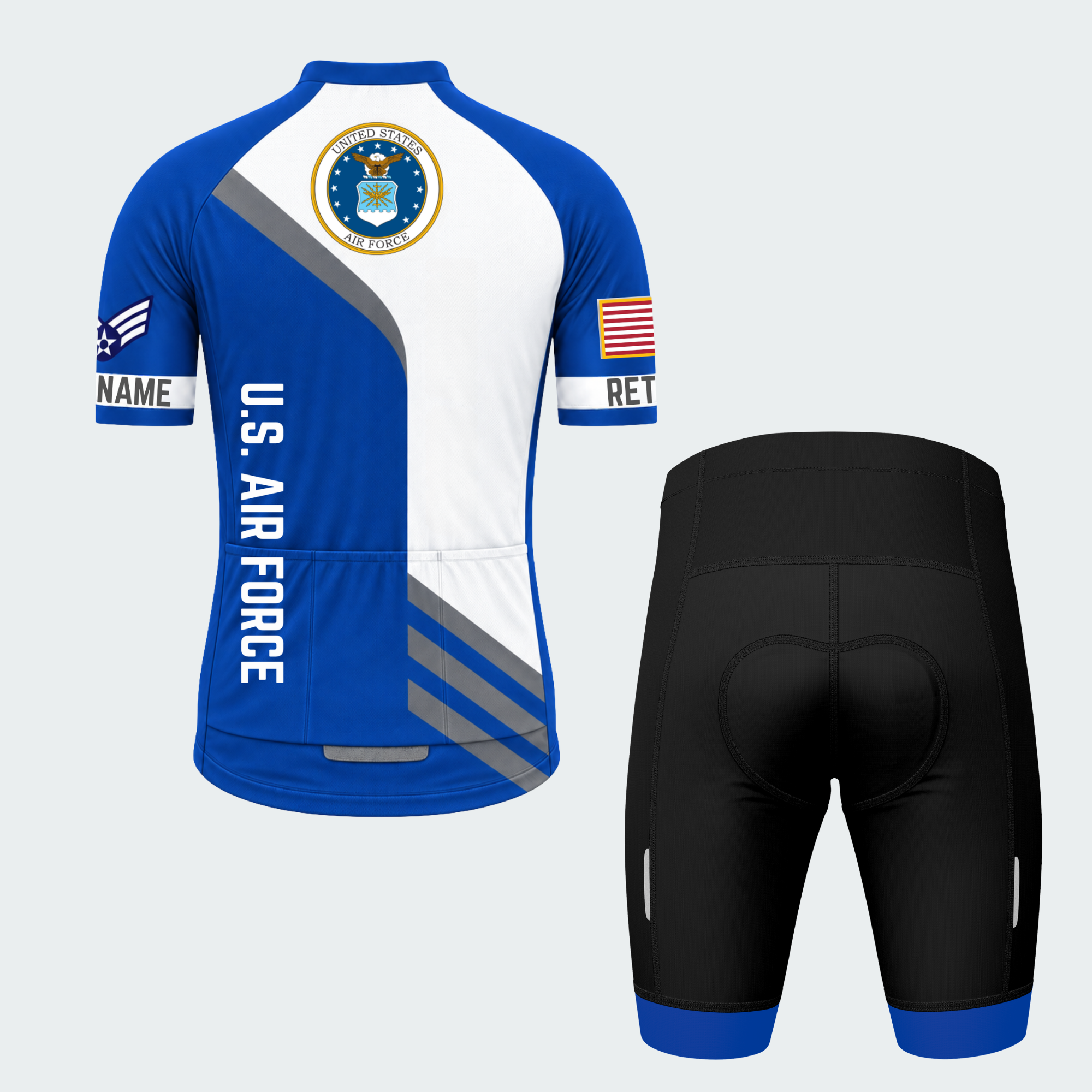 Men's Personalized United States Air Force Proudly Served Cycling Jersey & Kit — short sleeve shorts kit — image 02