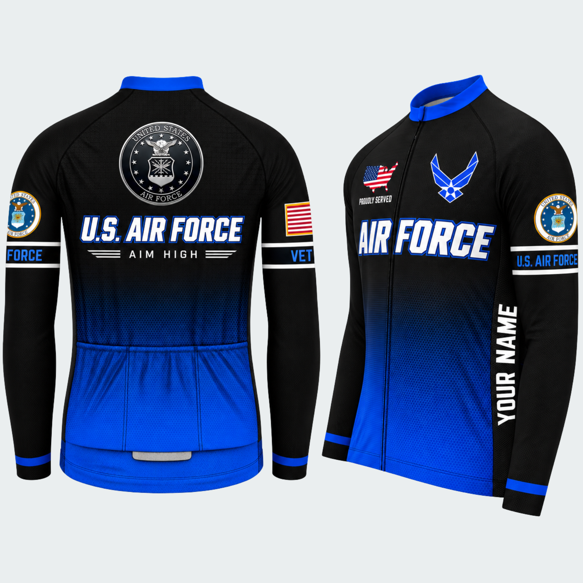Men's Personalized U.S. Air Force Aim High Cycling Jersey & Kit — long sleeve cycling kit — featured image