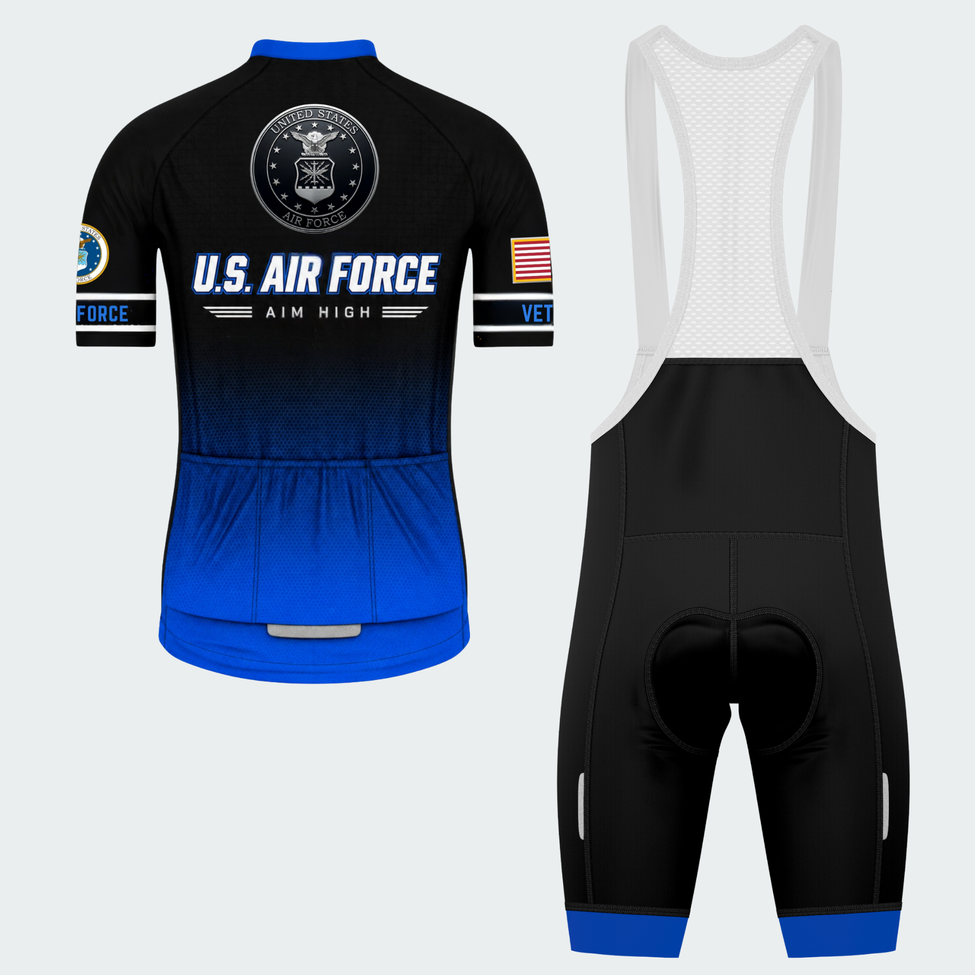 Men's Personalized U.S. Air Force Aim High Cycling Jersey & Kit — short sleeve bib shorts kit — image 02