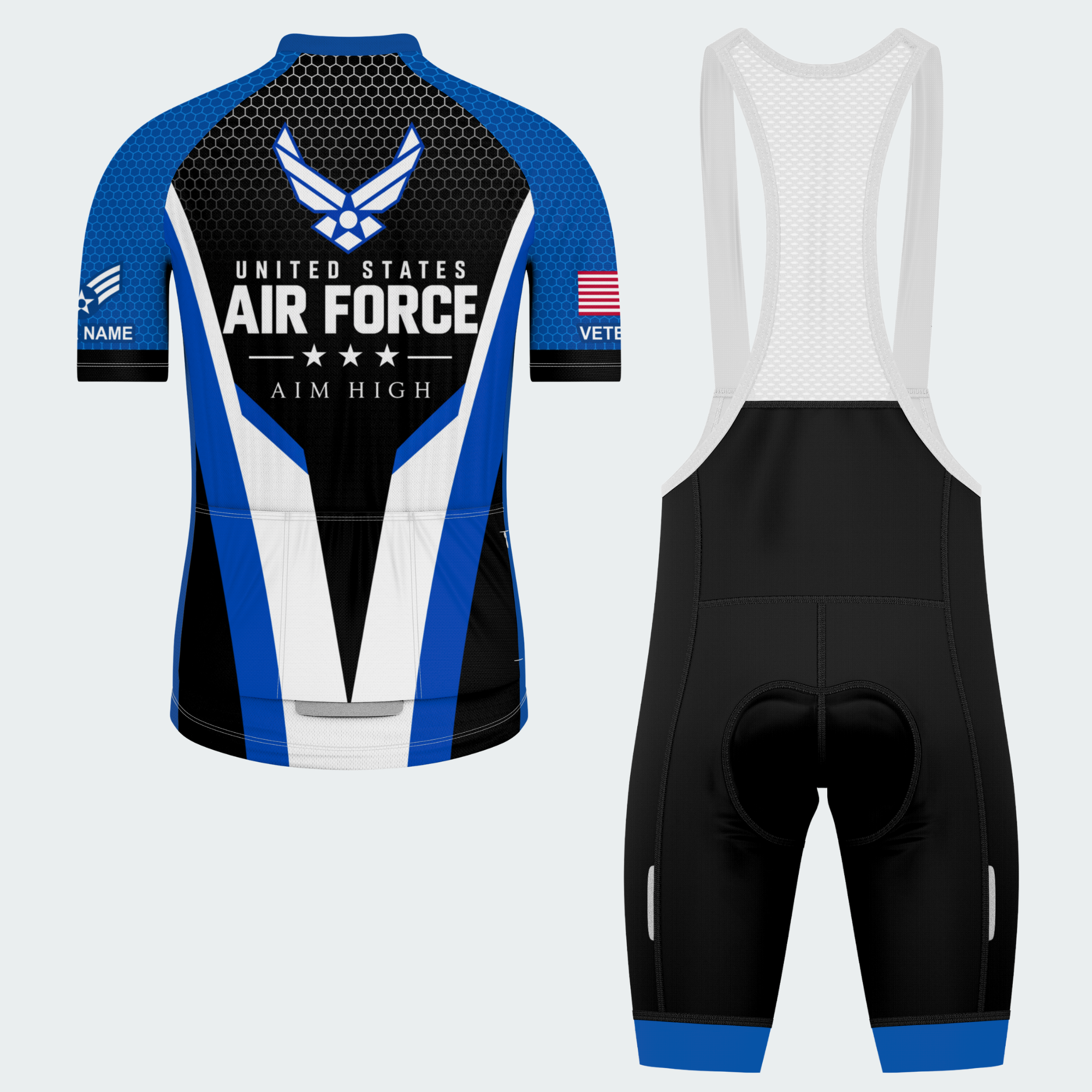 Men's Personalized United States Air Force Striker Cycling Jersey & Kit — short sleeve bib shorts kit — image 02