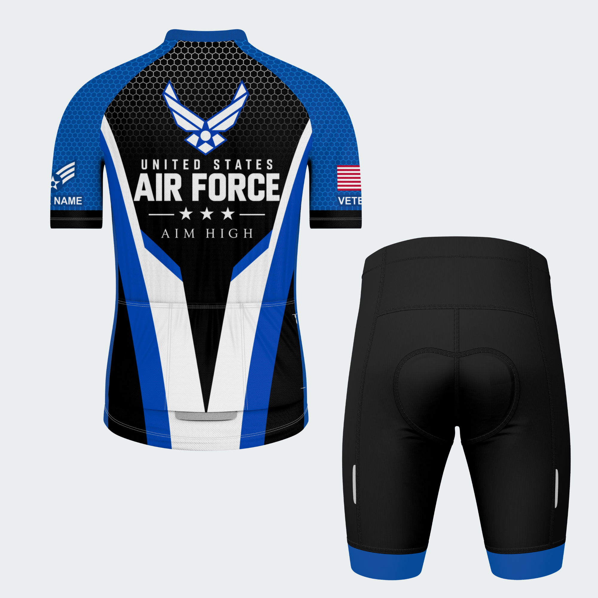 Men's Personalized United States Air Force Striker Cycling Jersey & Kit — short sleeve shorts kit — image 02