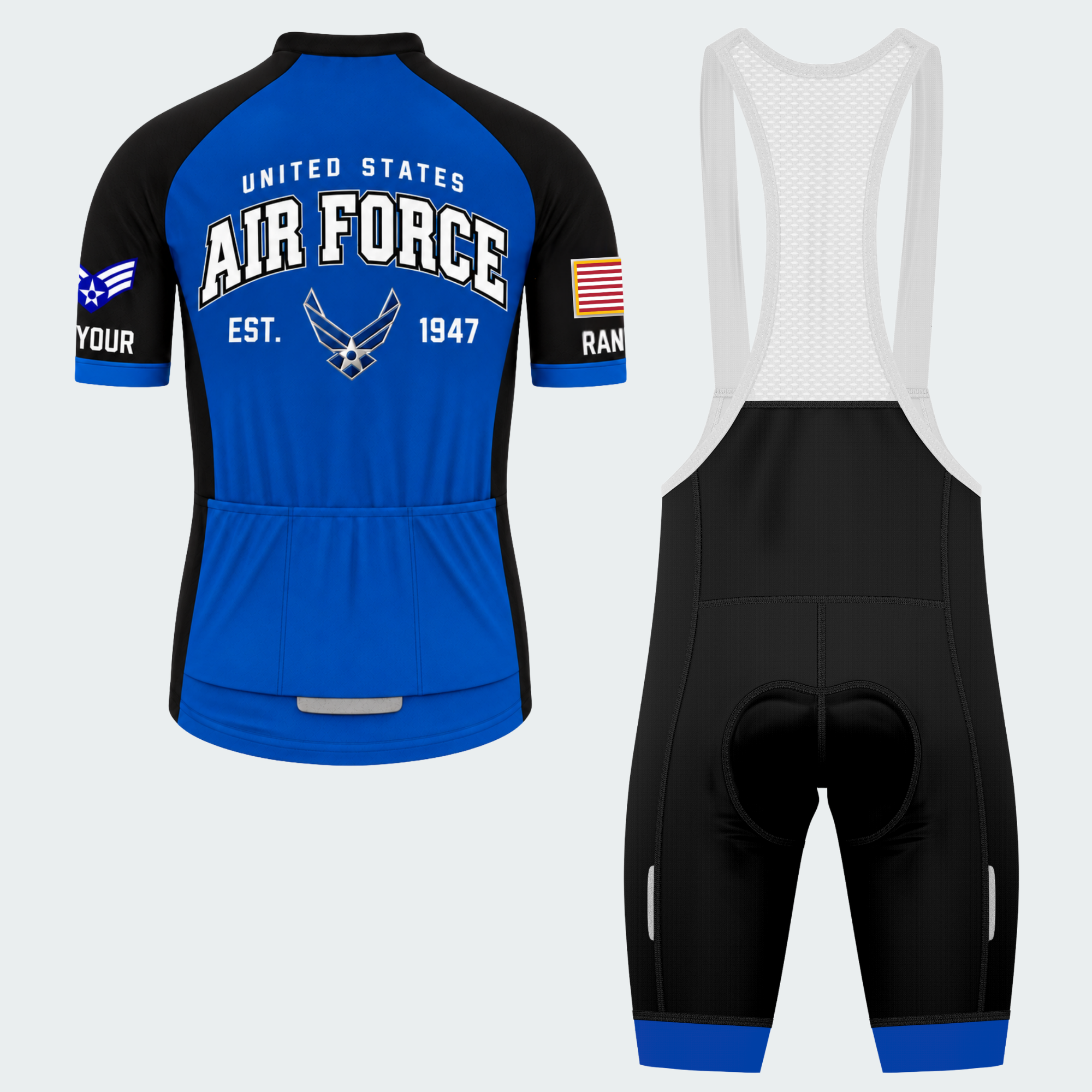 Men's Personalized United States Air Force Emblem Cycling Jersey & Kit — short sleeve bib shorts kit — image 02