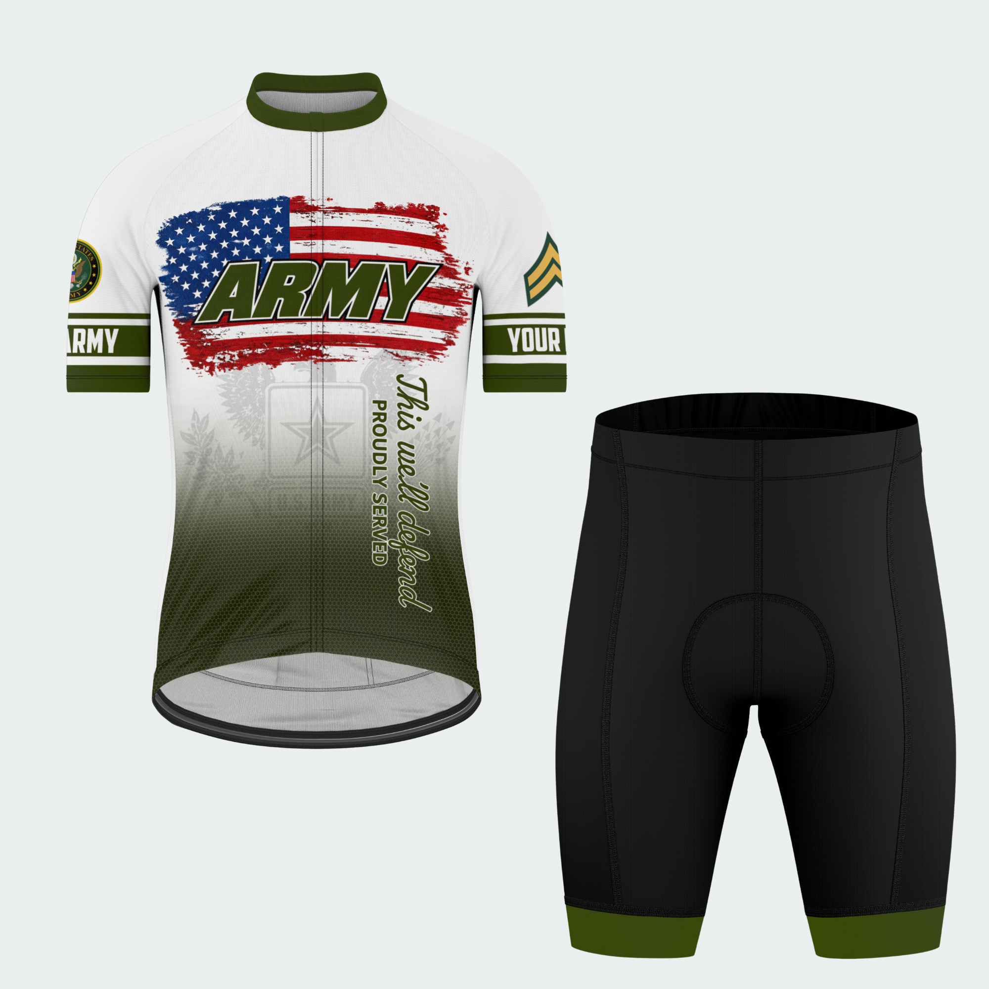 Men's Personalized U.S. Army Defender Cycling Jersey & Kit — short sleeve shorts kit — featured image