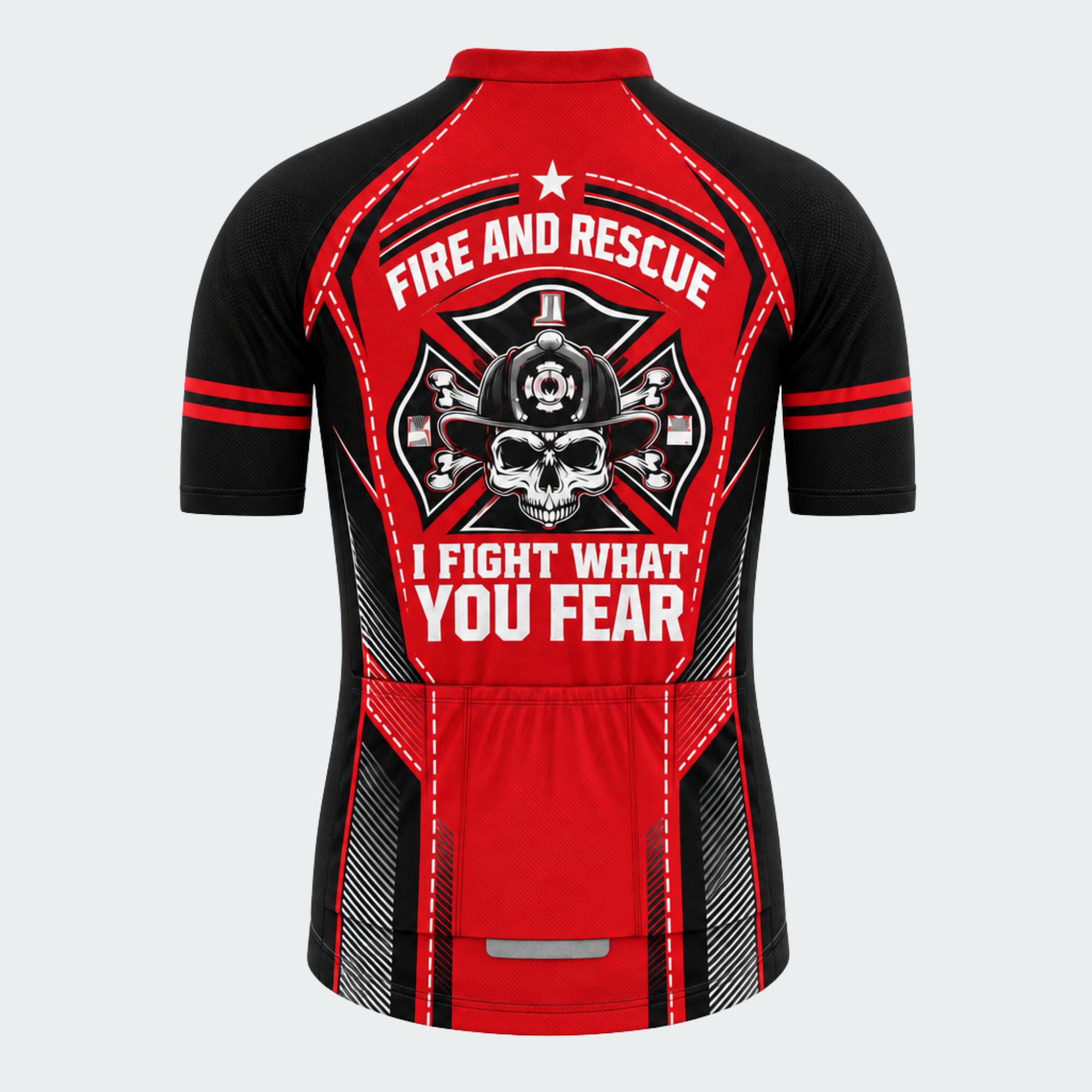 Men's Personalized Fire and Rescue Skull Shield Cycling Jersey & Kit — short sleeve jersey — image 03
