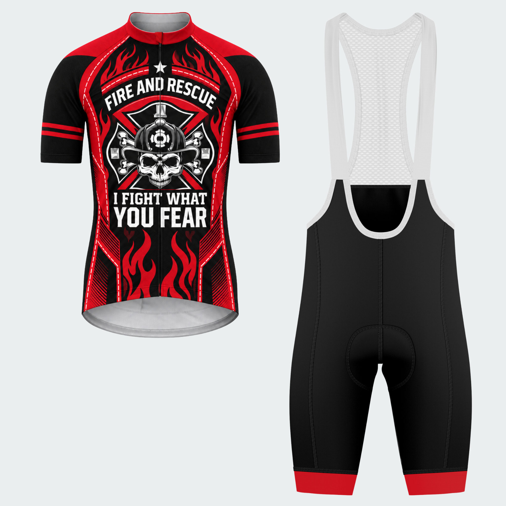 Men's Personalized Fire and Rescue Inferno Skull Cycling Jersey & Kit — short sleeve bib shorts kit — featured image