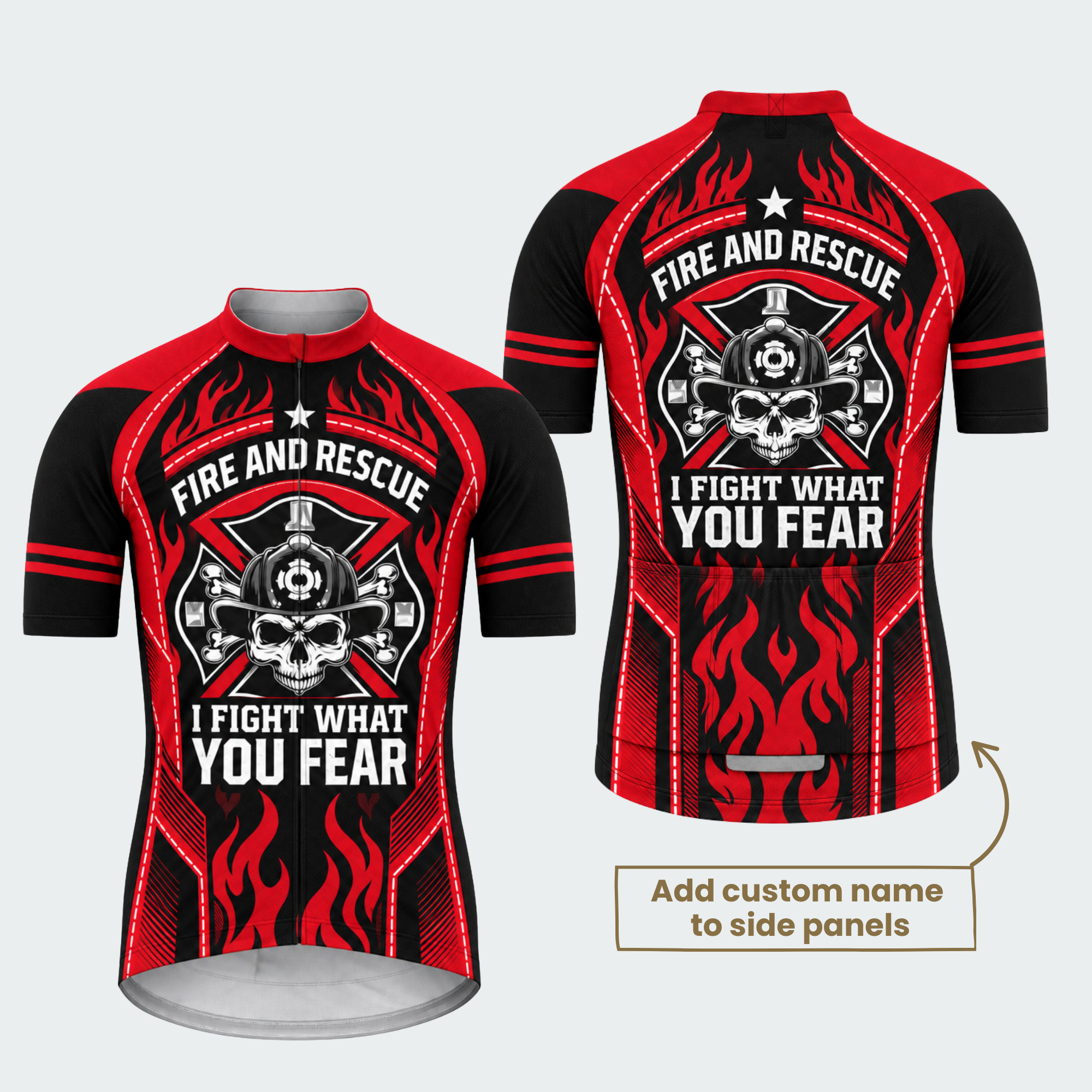Men's Personalized Fire and Rescue Inferno Skull Cycling Jersey & Kit — short sleeve jersey — featured image
