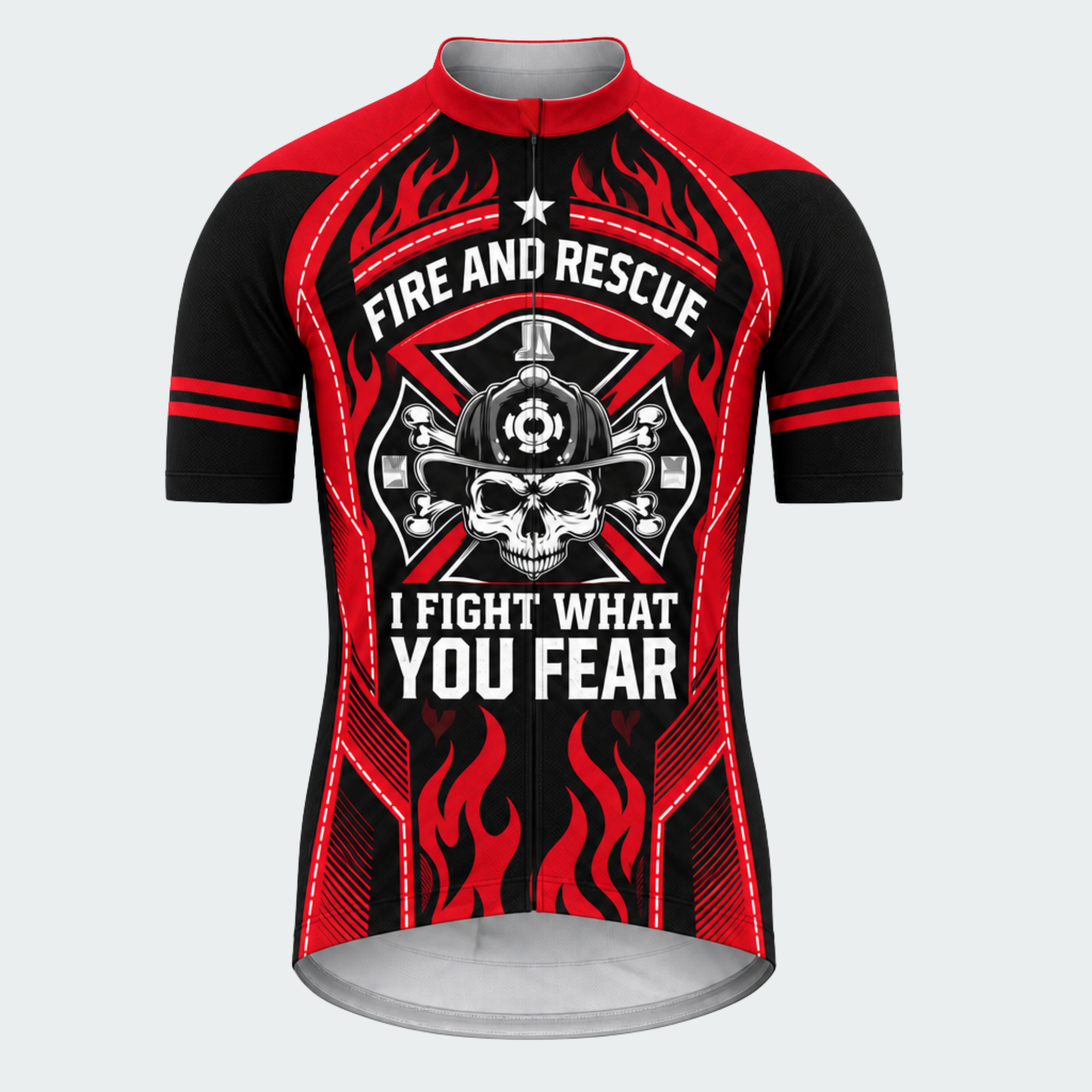 Men's Personalized Fire and Rescue Inferno Skull Cycling Jersey & Kit — short sleeve jersey — image 02