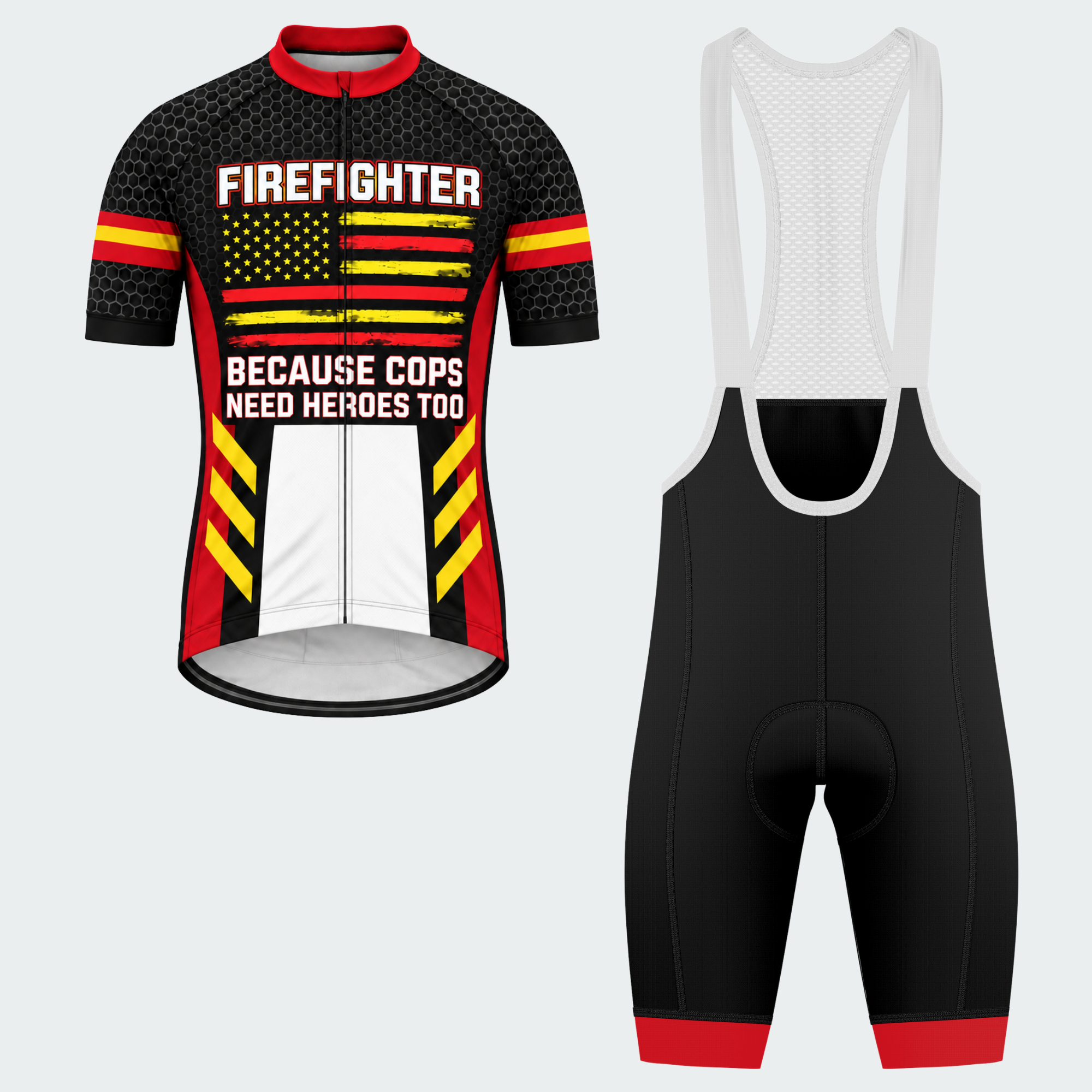 Men's Personalized Firefighter Rescue Stripes Cycling Jersey & Kit — short sleeve bib shorts kit — featured image