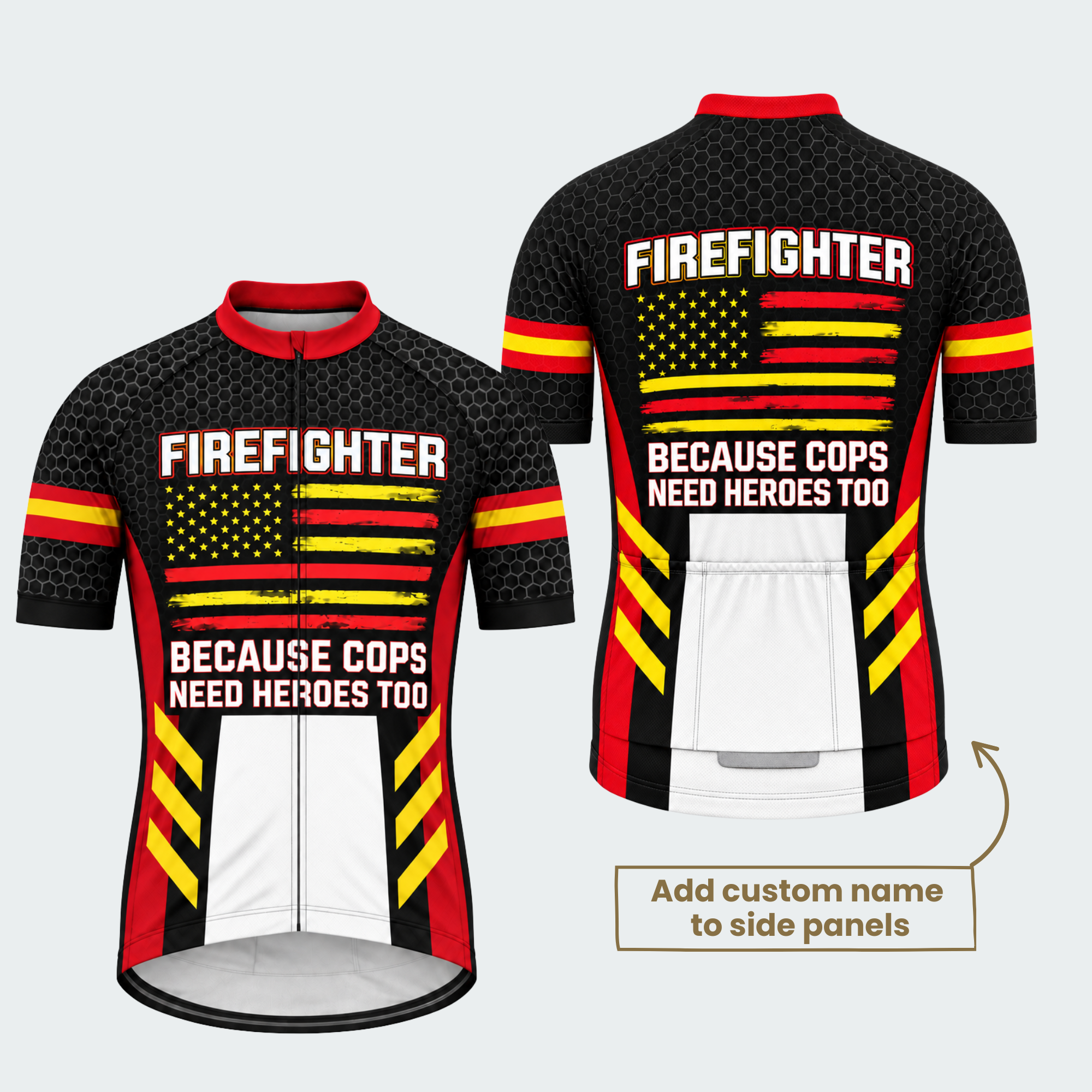 Men's Personalized Firefighter Rescue Stripes Cycling Jersey & Kit — short sleeve jersey — featured image