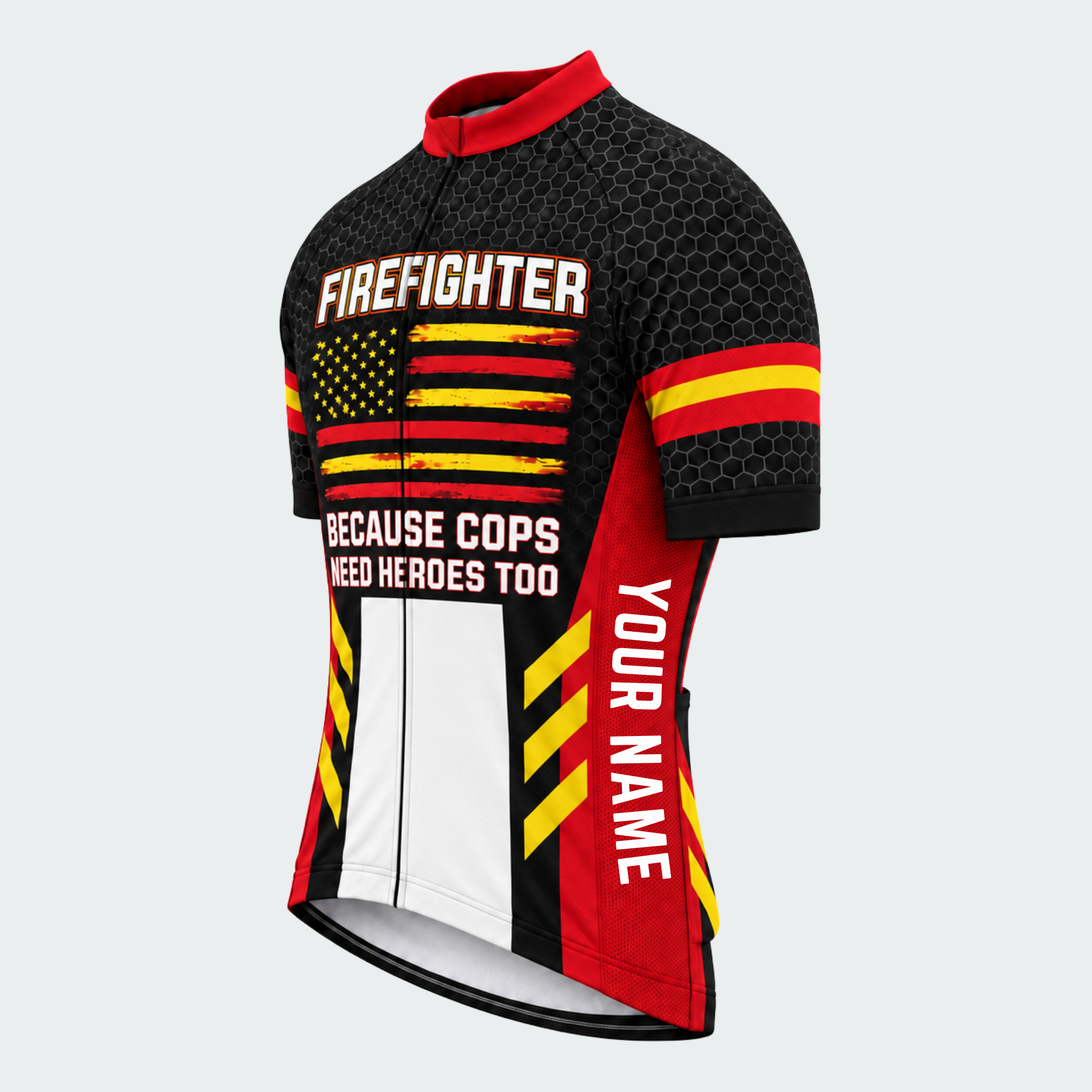 Men's Personalized Firefighter Rescue Stripes Cycling Jersey & Kit — short sleeve jersey — image 04