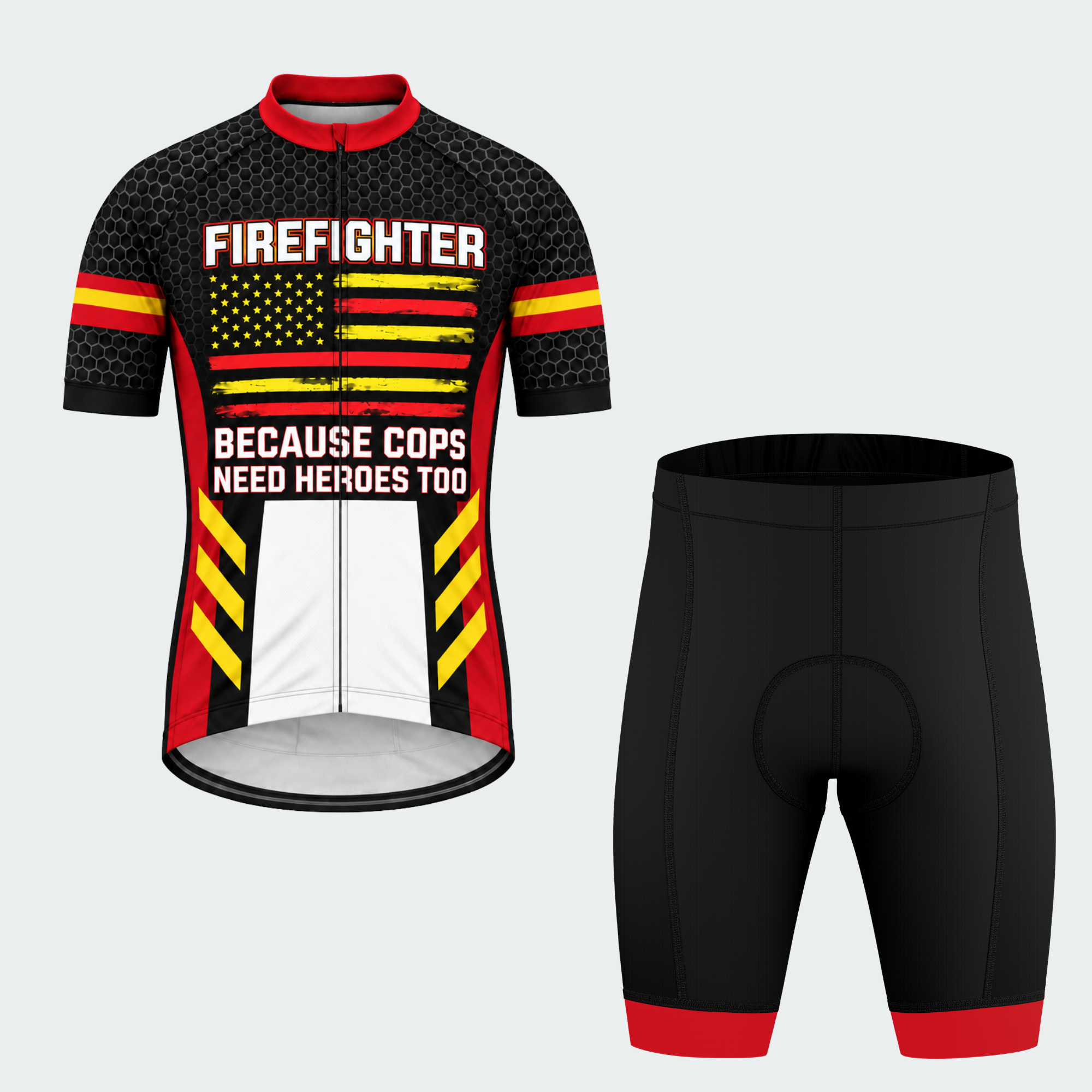 Men's Personalized Firefighter Rescue Stripes Cycling Jersey & Kit — short sleeve shorts kit — featured image