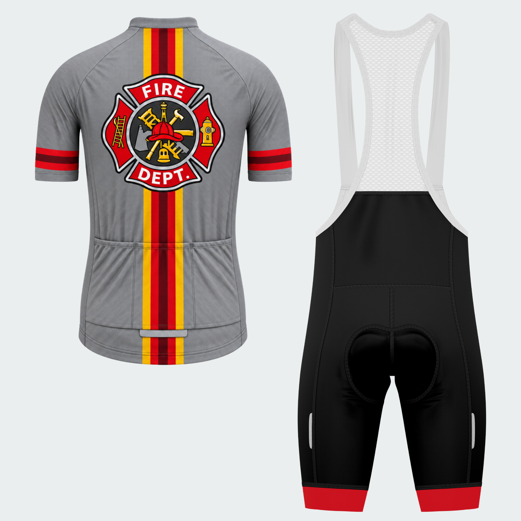 Men's Personalized Fire Dept. Rally Stripe Cycling Jersey & Kit — short sleeve bib shorts kit — image 02