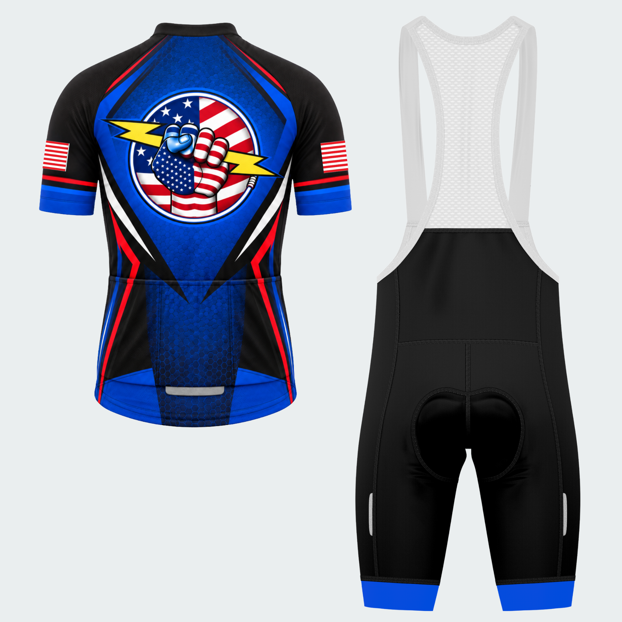 Men's Personalized United States Lightning Fist Cycling Jersey & Kit — short sleeve bib shorts kit — image 02