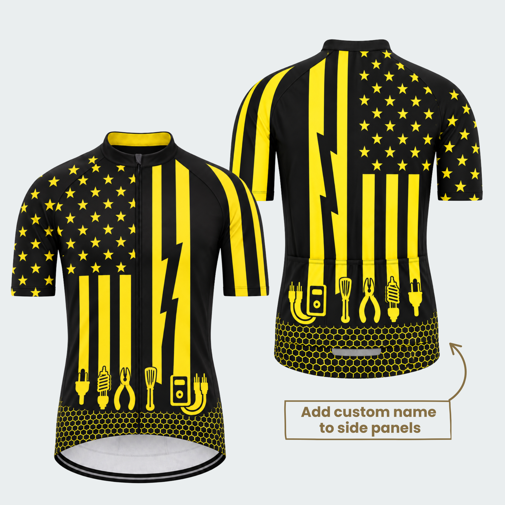 Men's Personalized U.S. Electrician Lightning Flag Cycling Jersey & Kit — short sleeve jersey — featured image