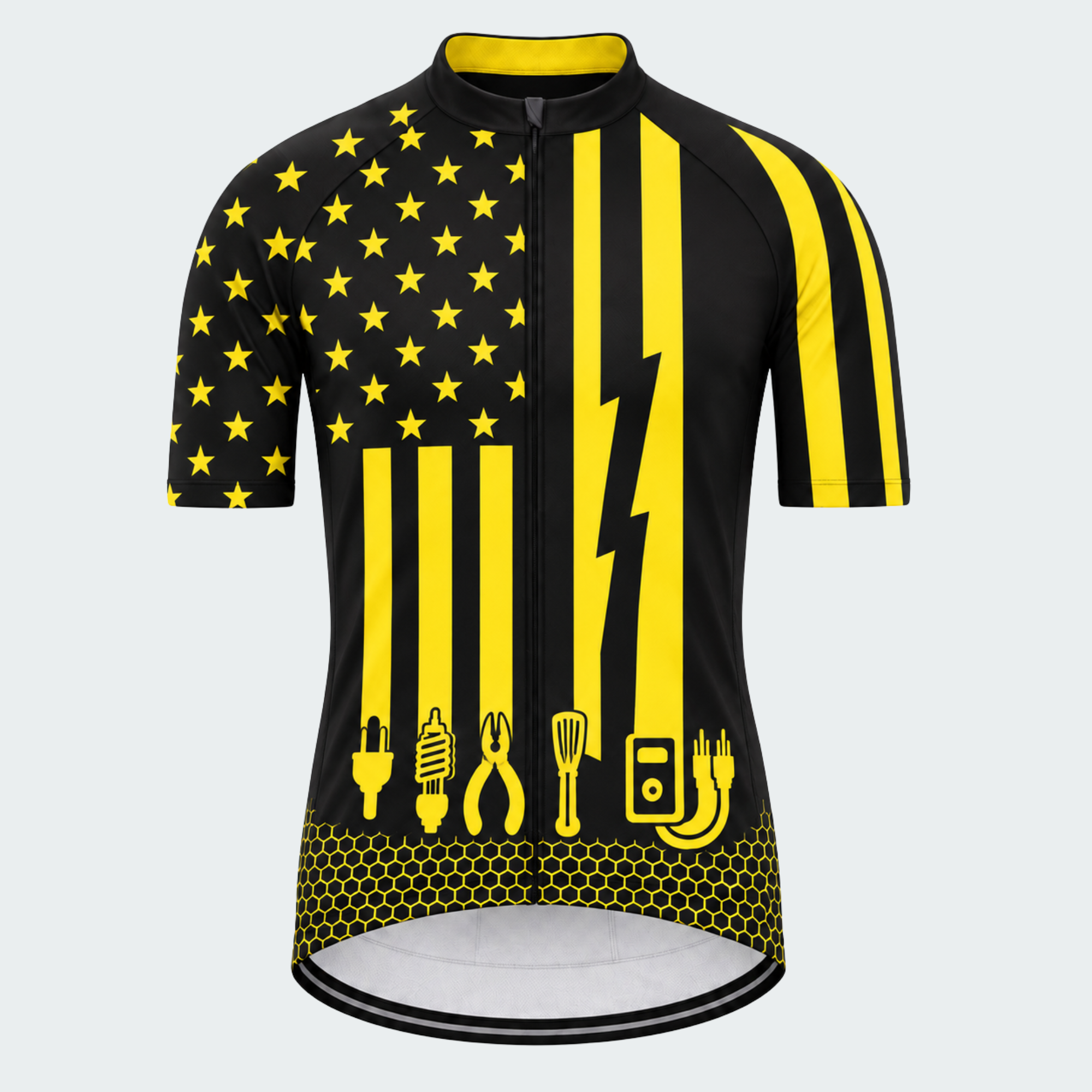 Men's Personalized U.S. Electrician Lightning Flag Cycling Jersey & Kit — short sleeve jersey — image 02