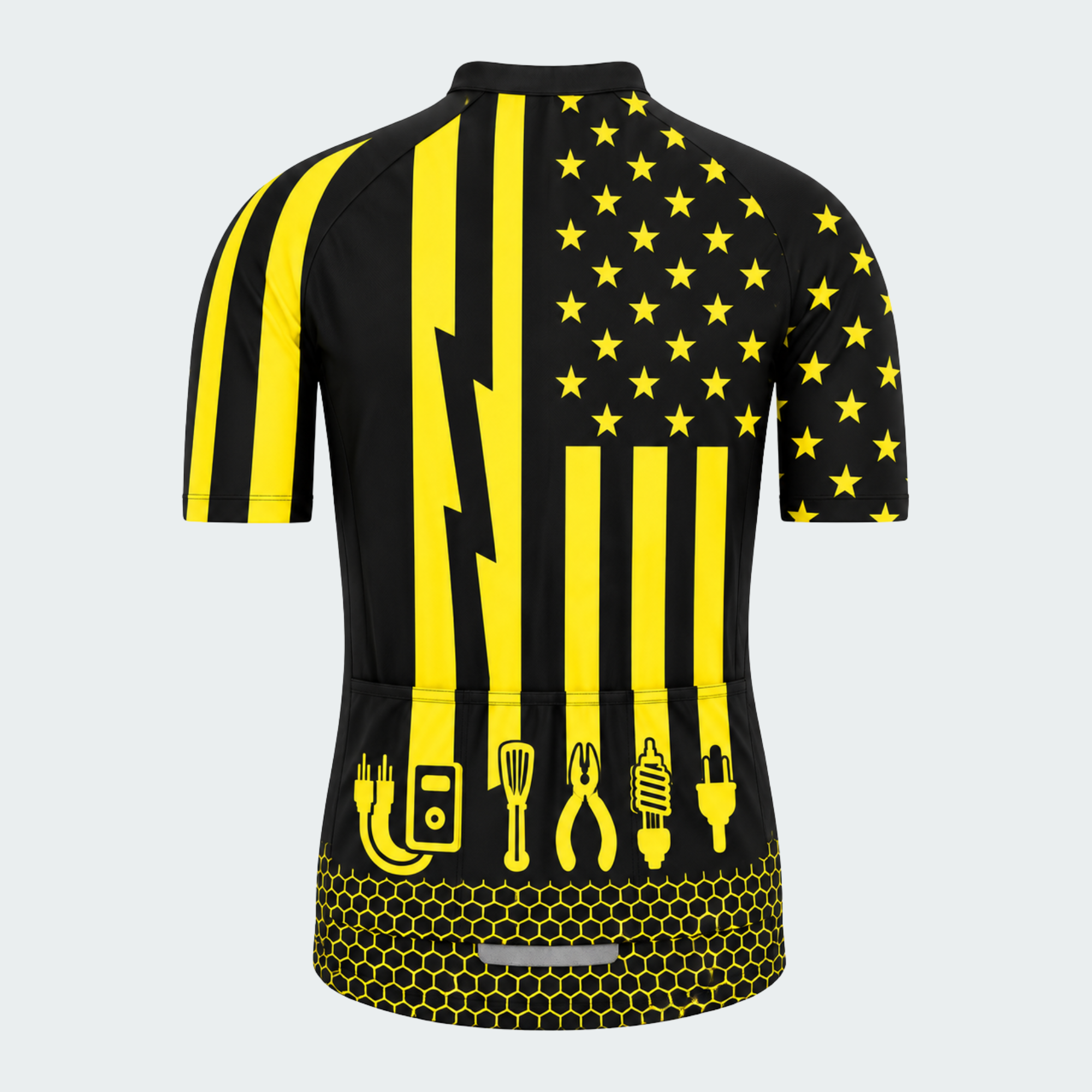 Men's Personalized U.S. Electrician Lightning Flag Cycling Jersey & Kit — short sleeve jersey — image 03
