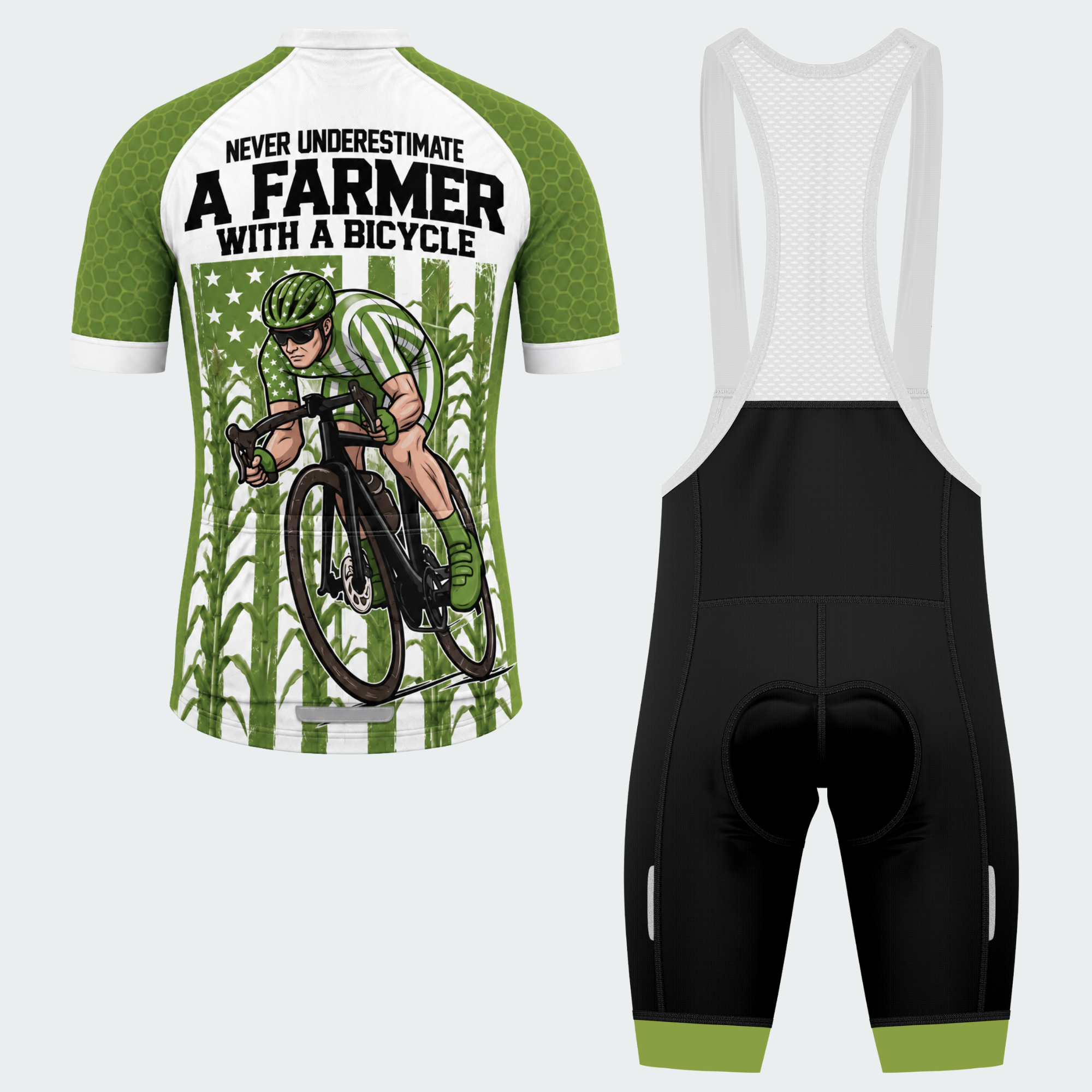Men's Personalized Farmer With A Bicycle Cycling Jersey & Kit — short sleeve bib shorts kit — image 02