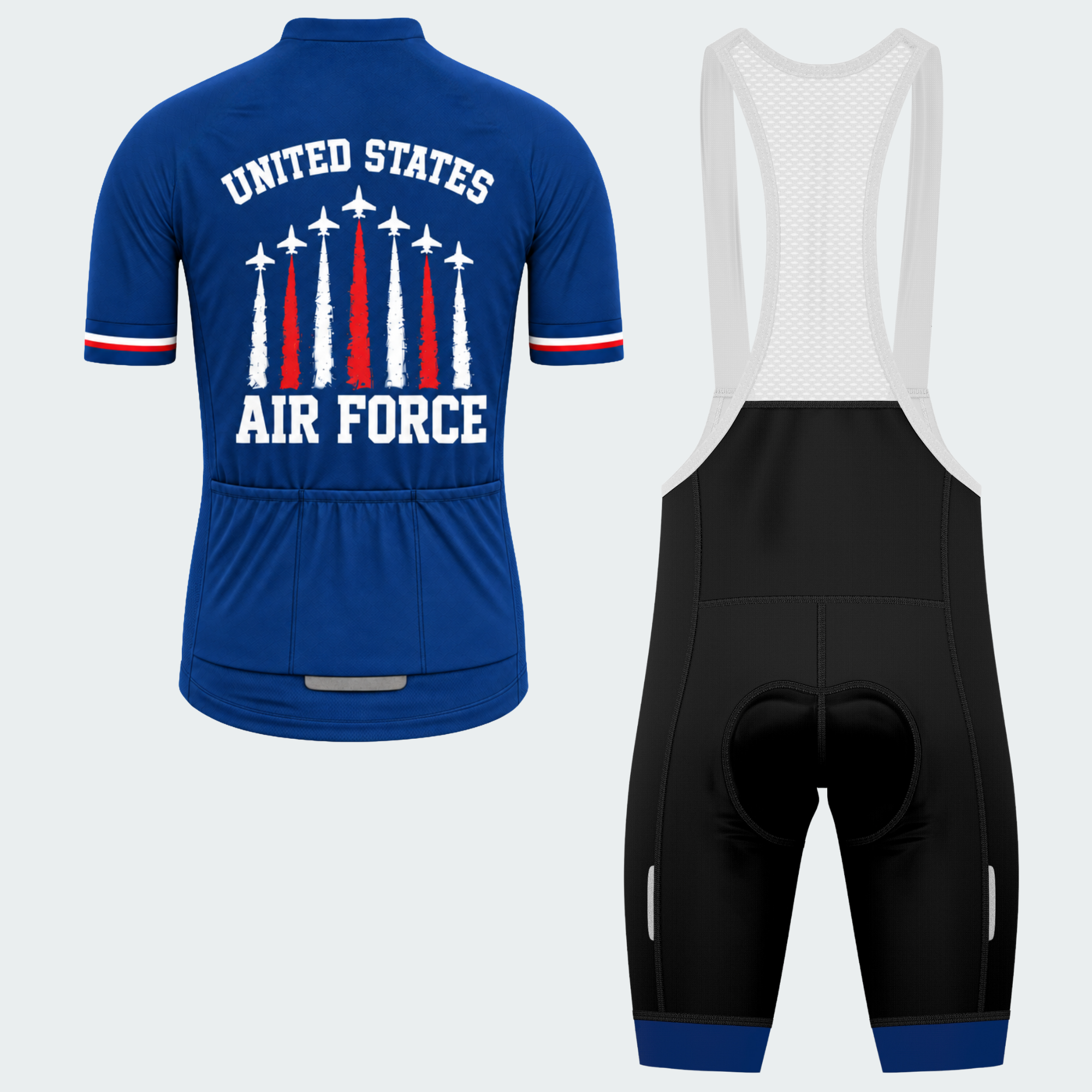 Men's Personalized U.S. Air Force Stars & Jets Cycling Jersey & Kit — short sleeve bib shorts kit — image 02