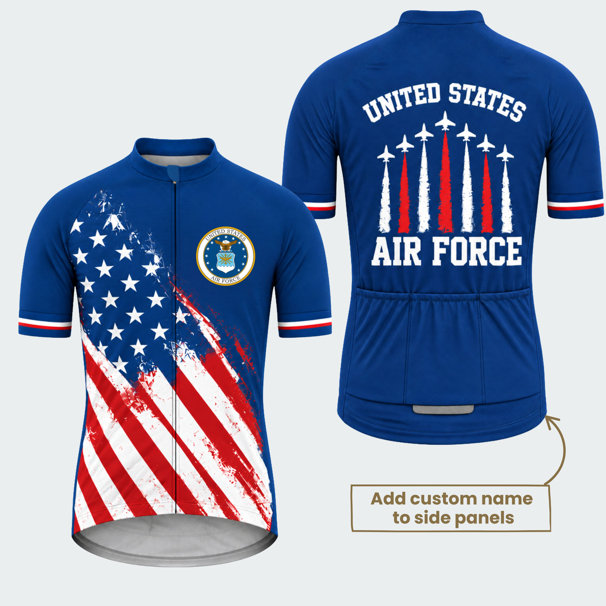 Men's Personalized U.S. Air Force Stars & Jets Cycling Jersey & Kit — short sleeve jersey — featured image