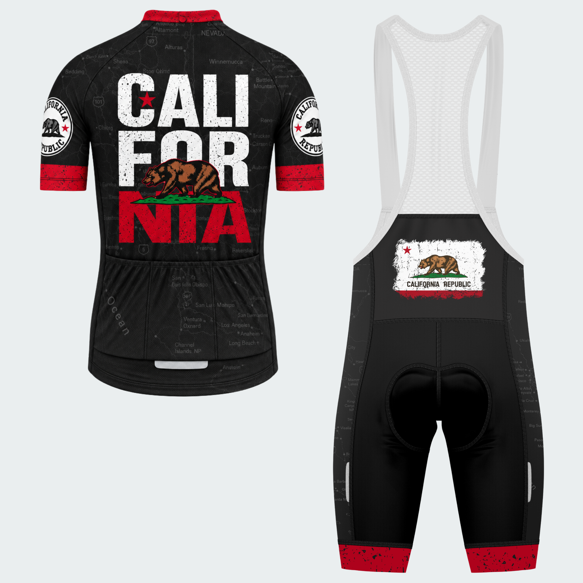 Men's Personalized California Republic Road Bear Cycling Jersey & Kit — short sleeve bib shorts kit — image 02