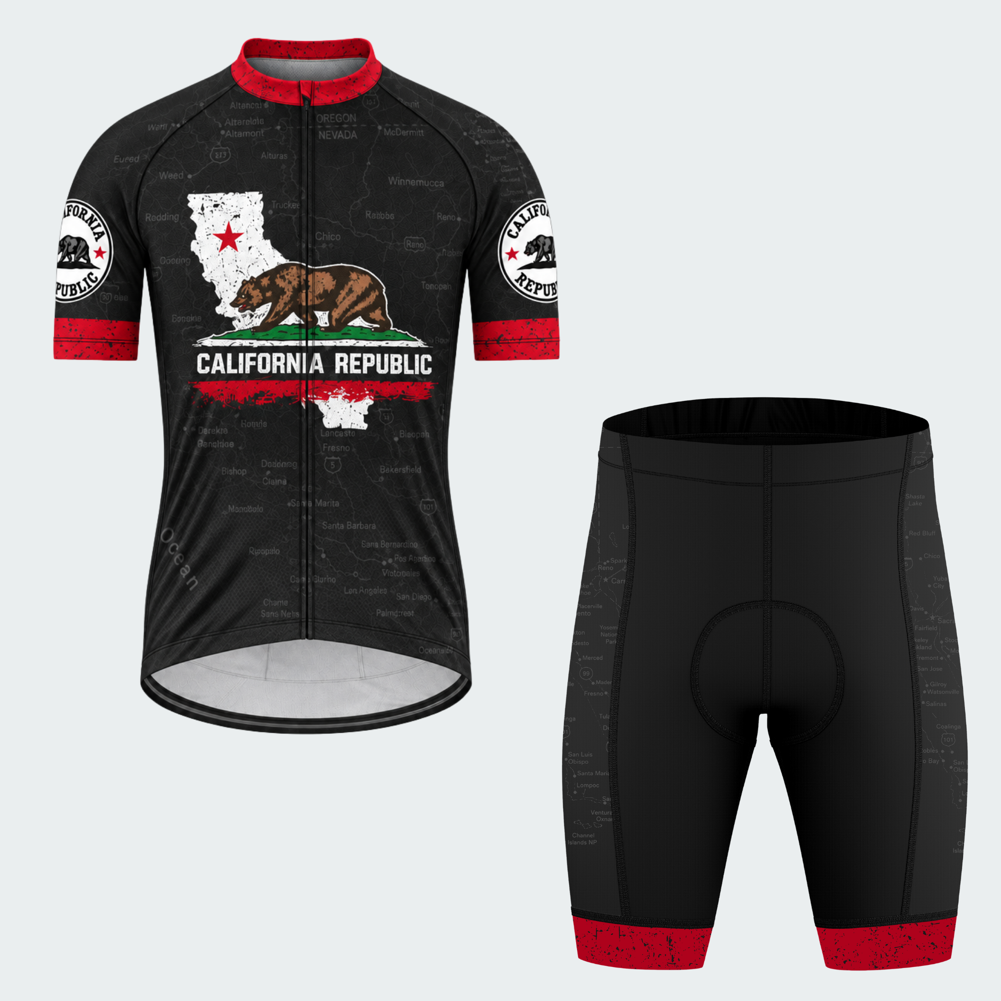 Men's Personalized California Republic Road Bear Cycling Jersey & Kit — short sleeve shorts kit — featured image