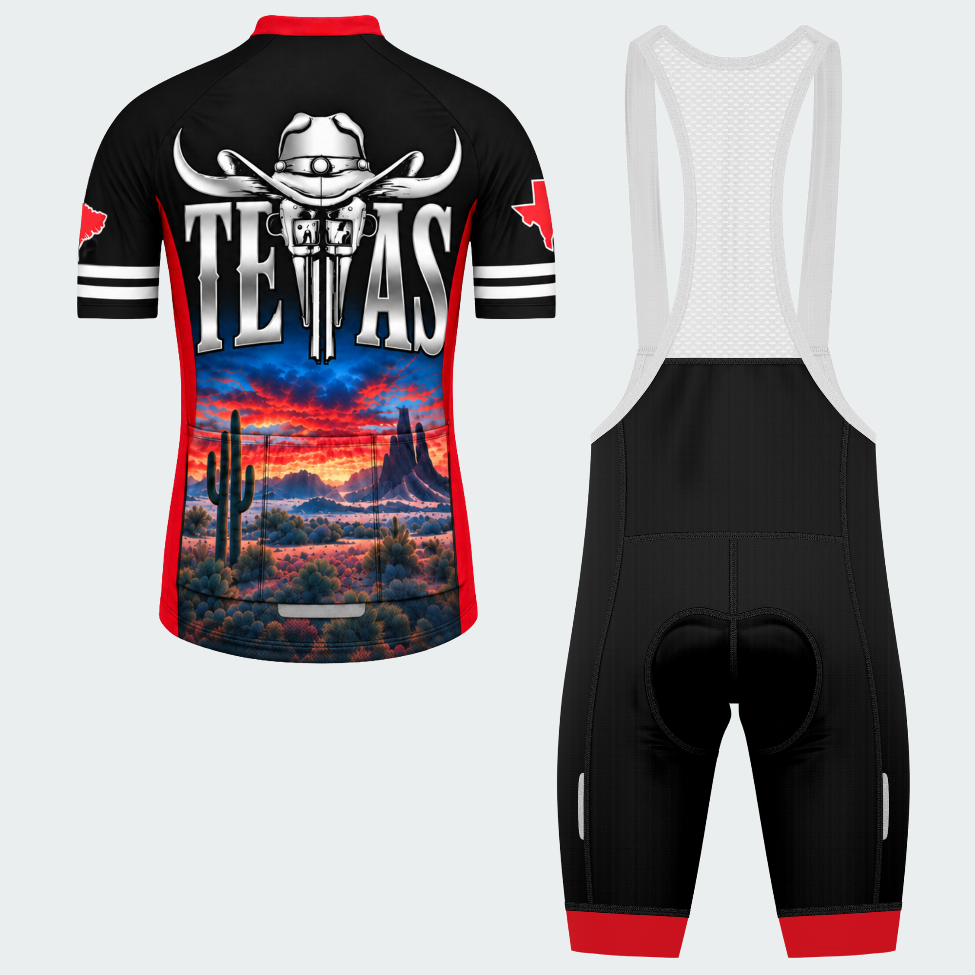 Men's Personalized Texas Longhorn Sunset Cycling Jersey & Kit — short sleeve bib shorts kit — image 02