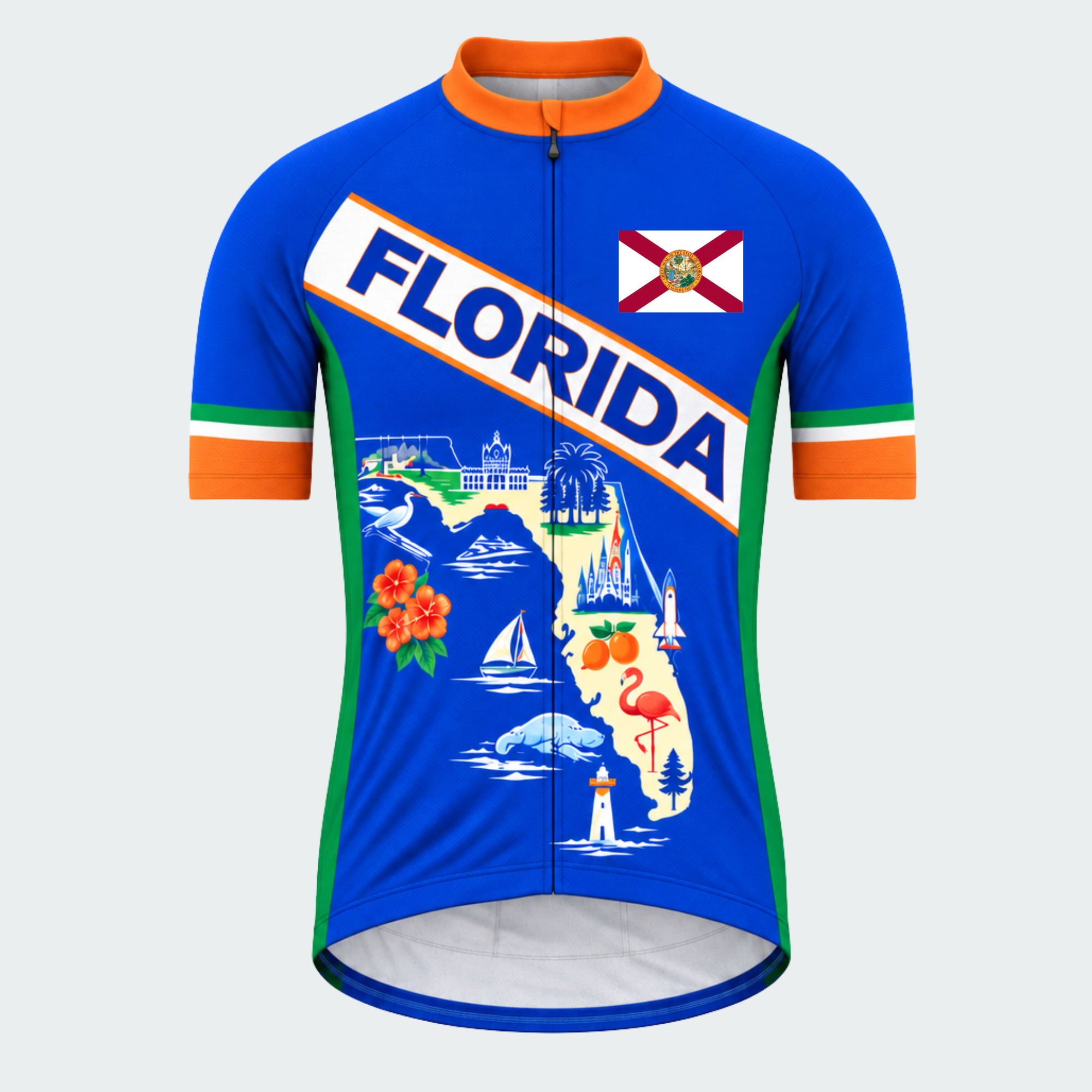 Men's Personalized Florida Landmarks Map Cycling Jersey & Kit — short sleeve jersey — image 02