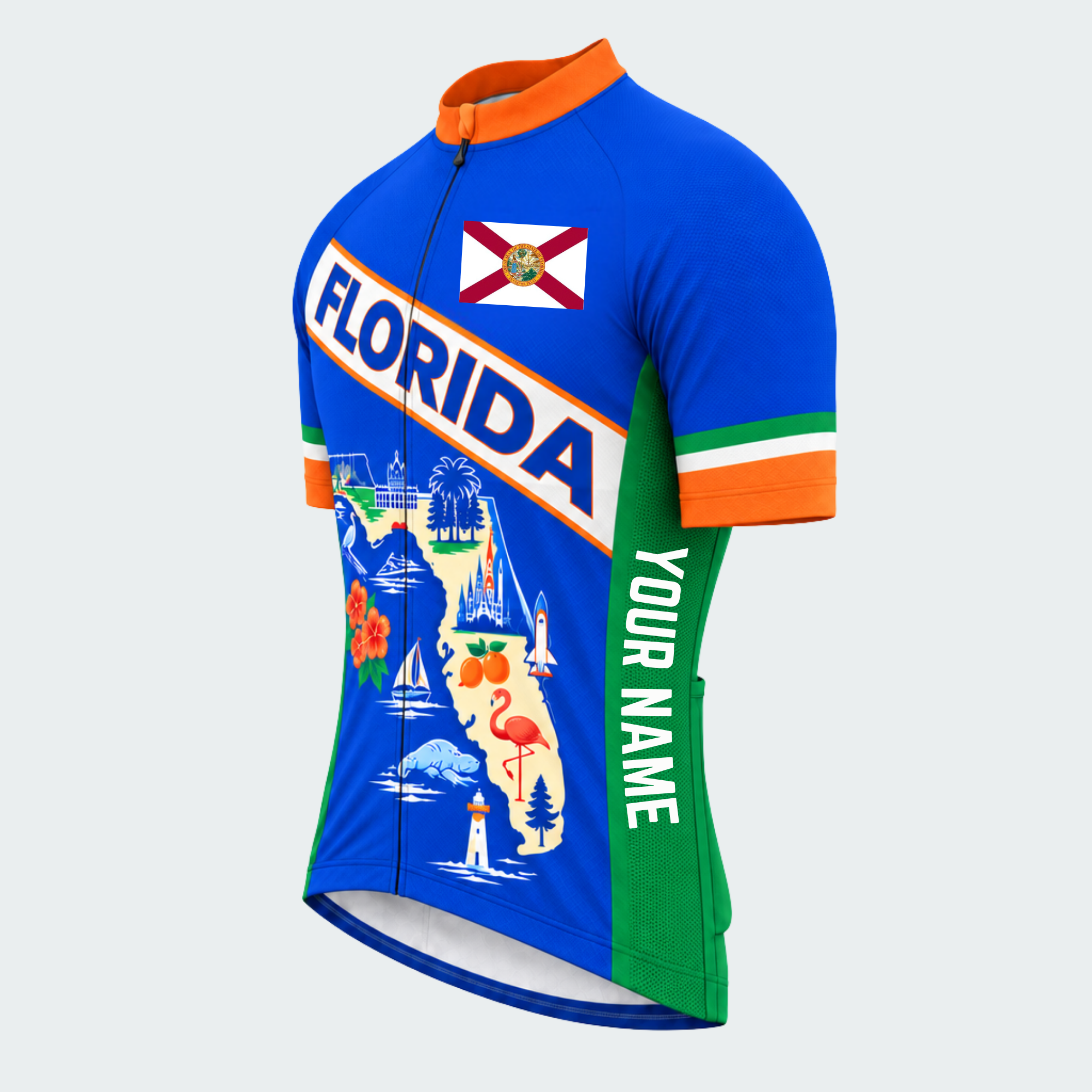 Men's Personalized Florida Landmarks Map Cycling Jersey & Kit — short sleeve jersey — image 04