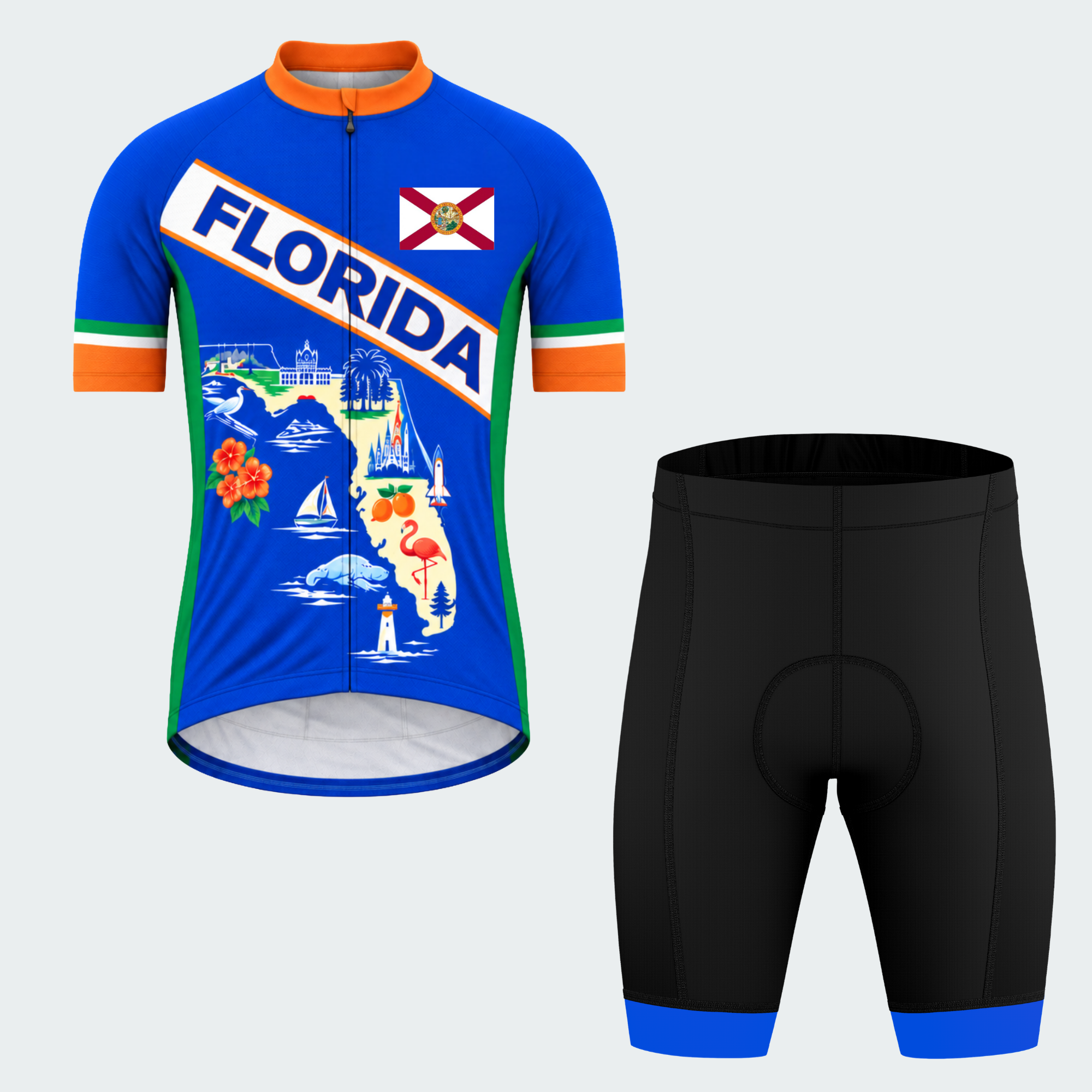 Men's Personalized Florida Landmarks Map Cycling Jersey & Kit — short sleeve shorts kit — featured image