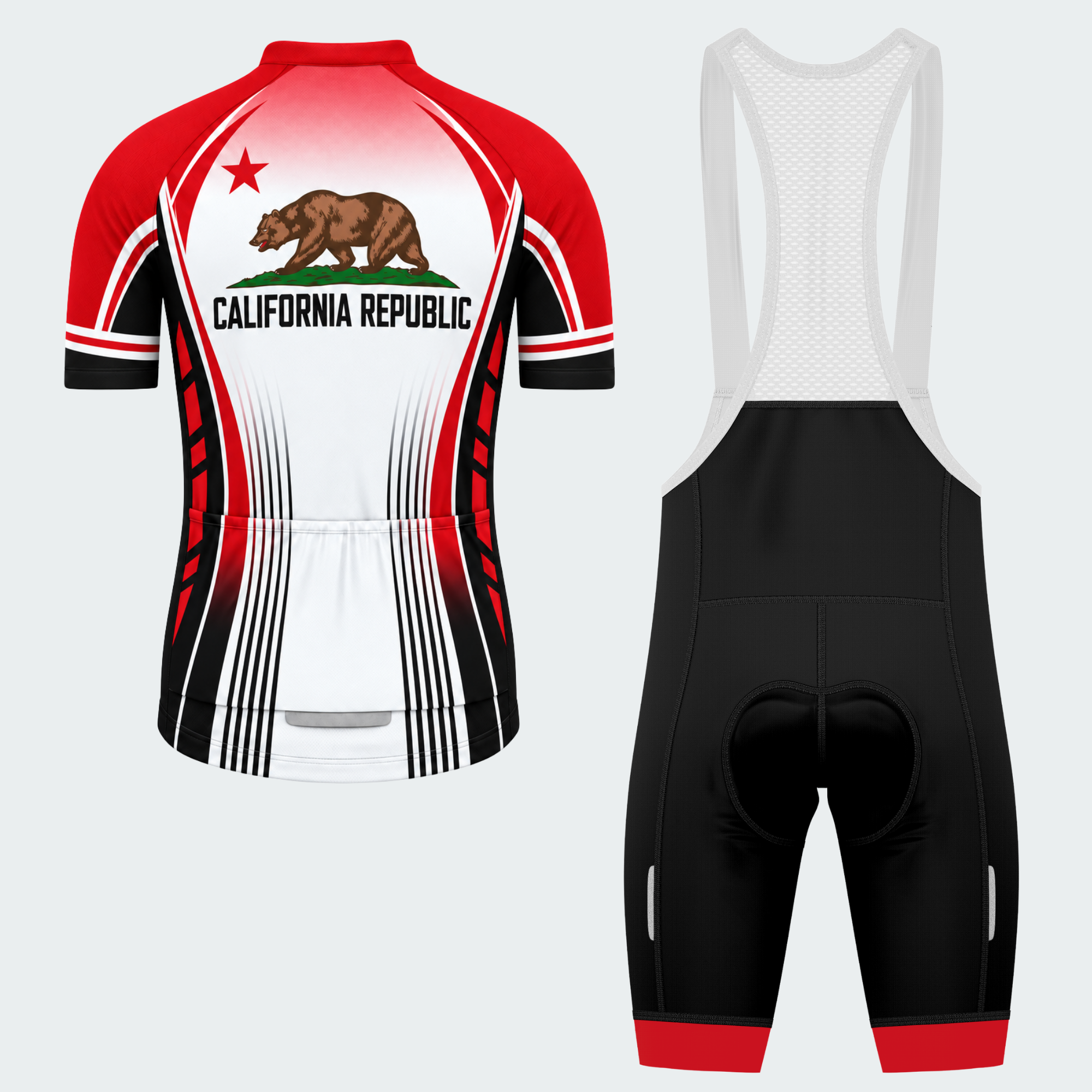Men's Personalized California Republic Bear Cycling Jersey & Kit — short sleeve bib shorts kit — image 02