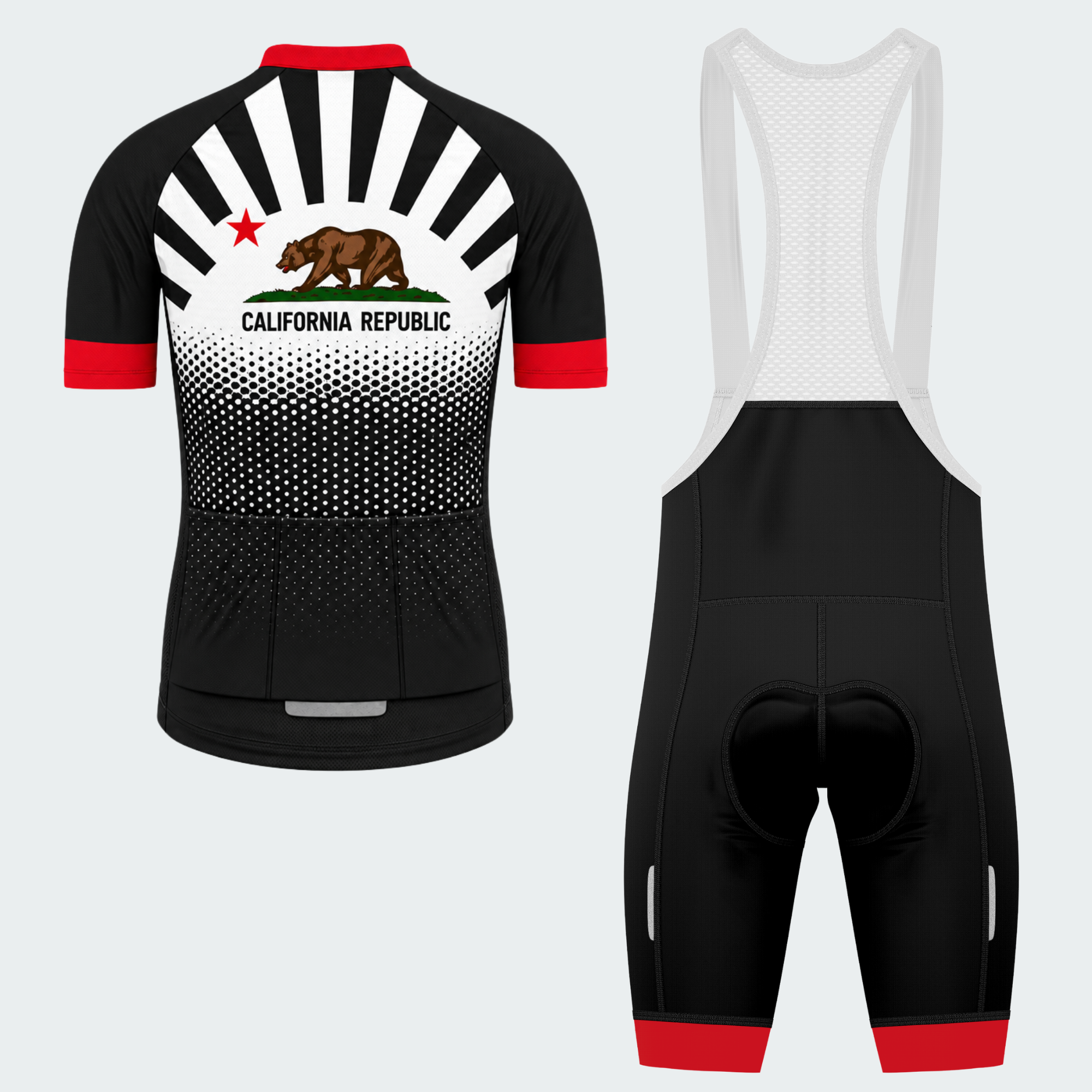 Men's Personalized California Republic Sunburst Cycling Jersey & Kit — short sleeve bib shorts kit — image 02