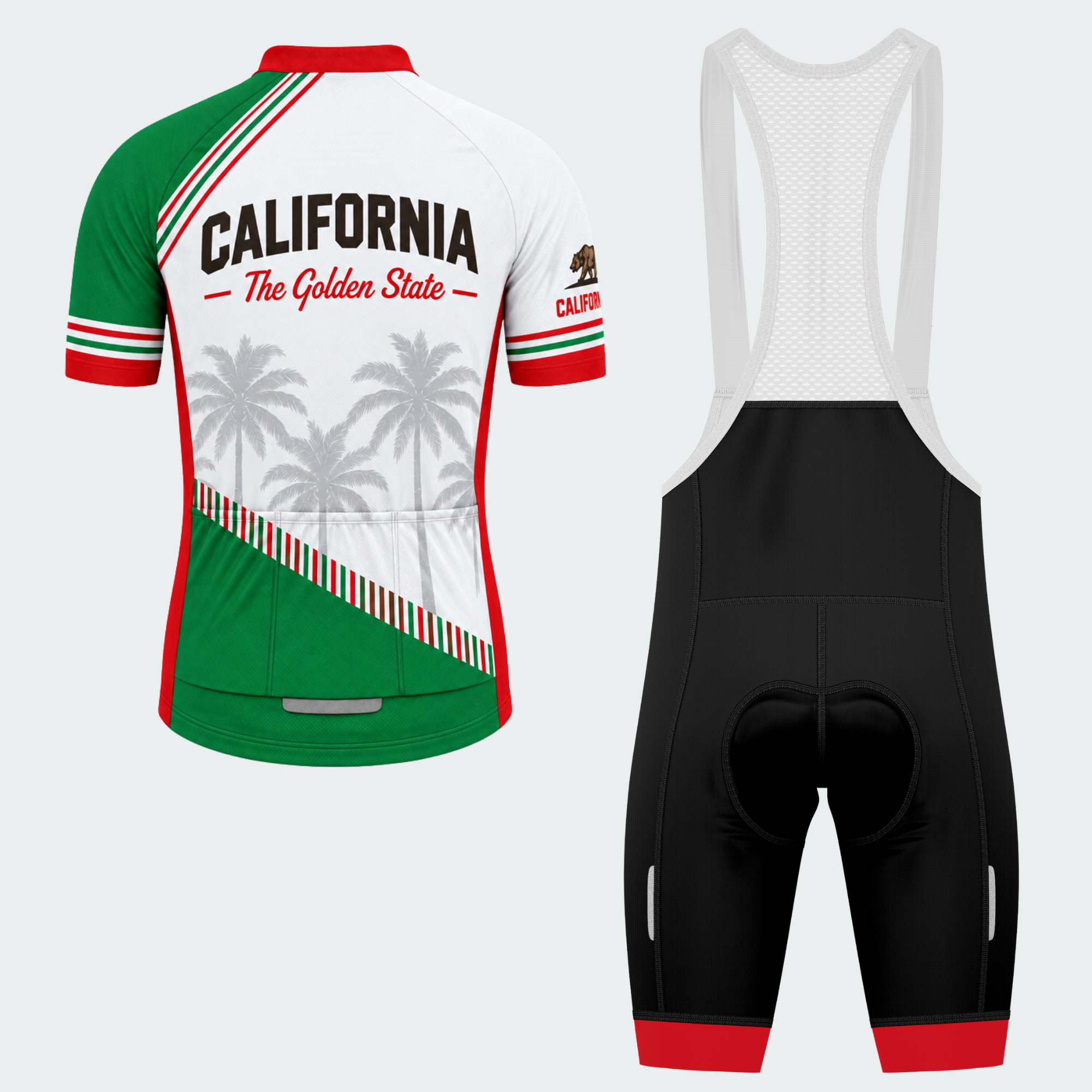 Men's Personalized California Bear & Palms Cycling Jersey & Kit — short sleeve bib shorts kit — image 02