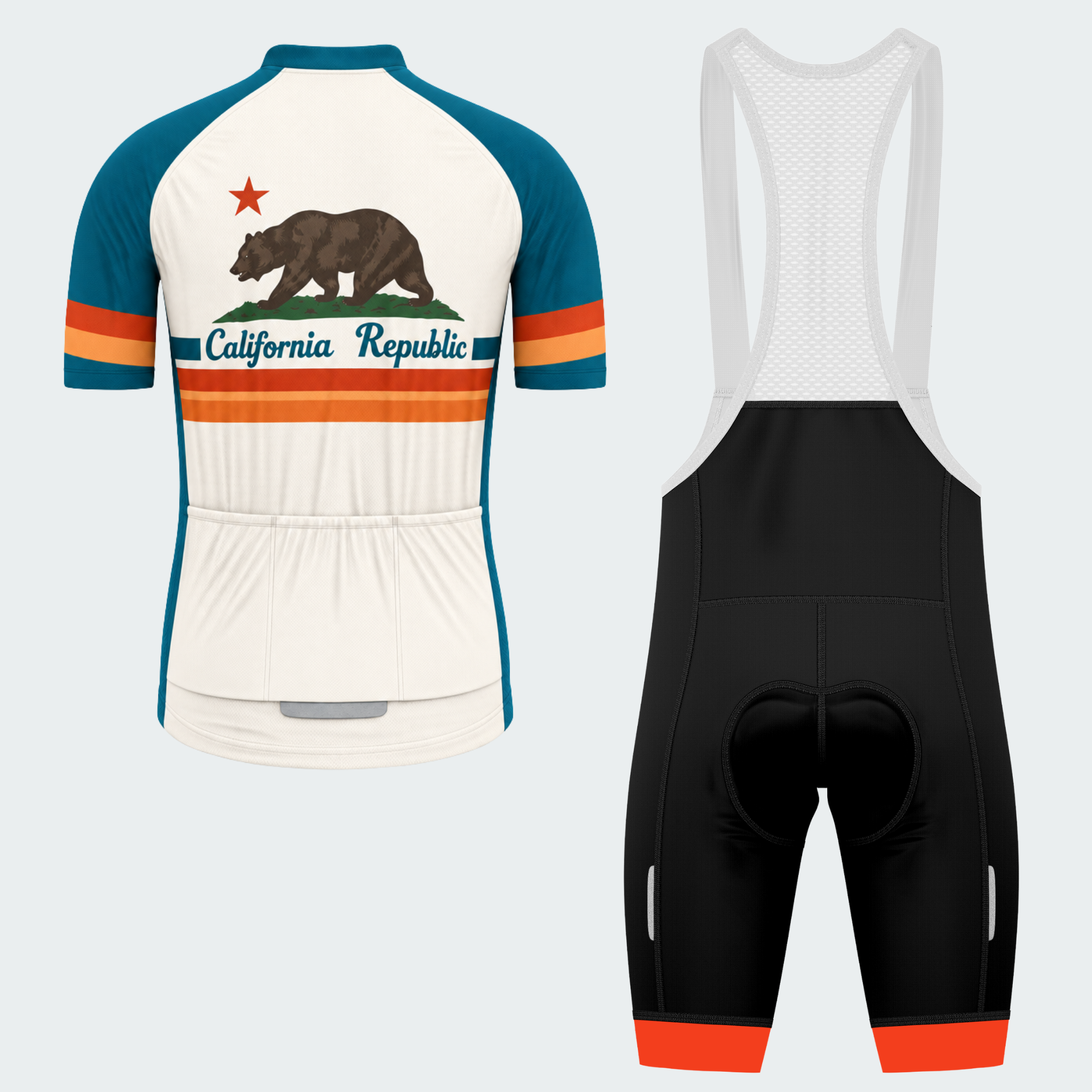 Men's Personalized California Republic Stripes Cycling Jersey & Kit — short sleeve bib shorts kit — image 02