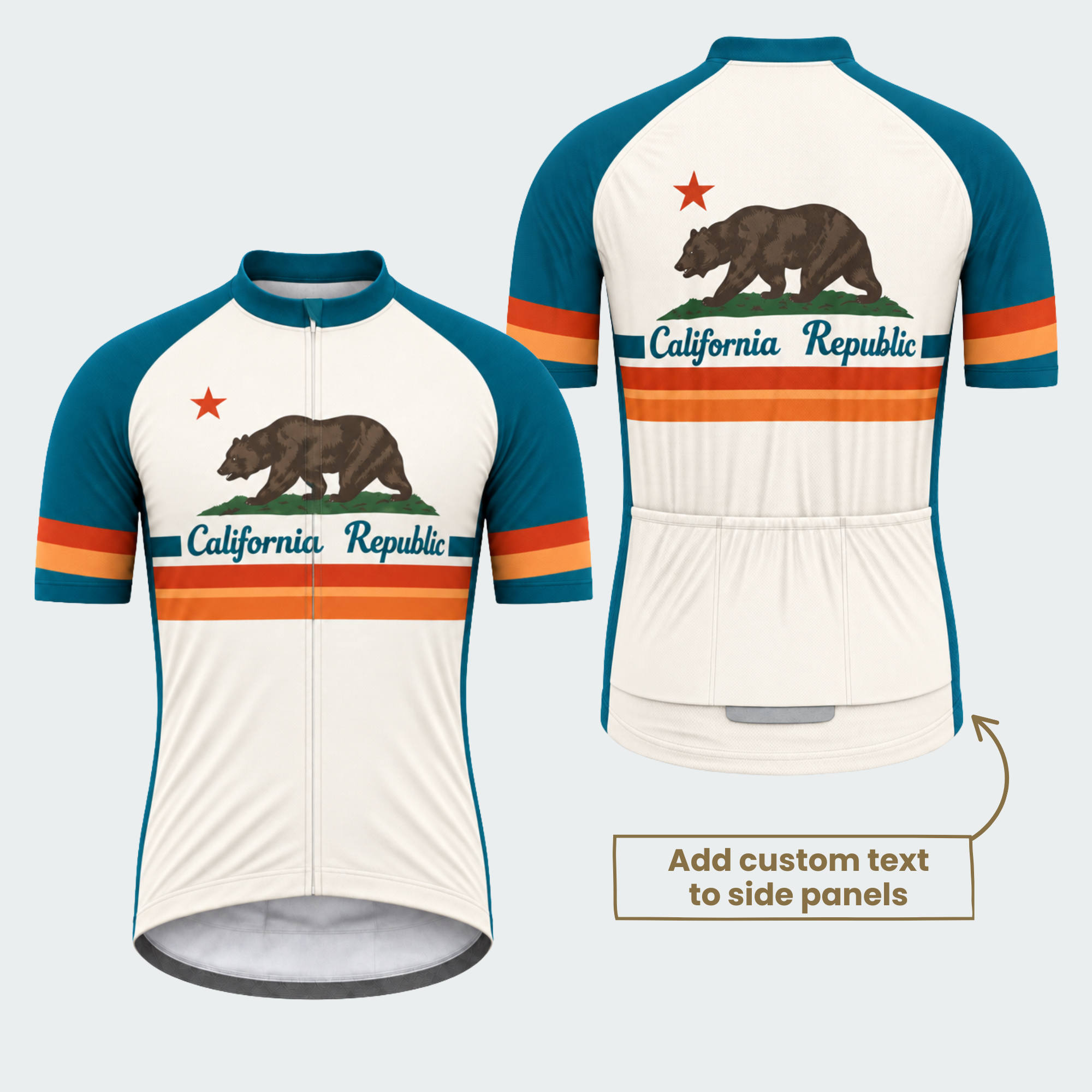 Men's Personalized California Republic Stripes Cycling Jersey & Kit — short sleeve jersey — featured image