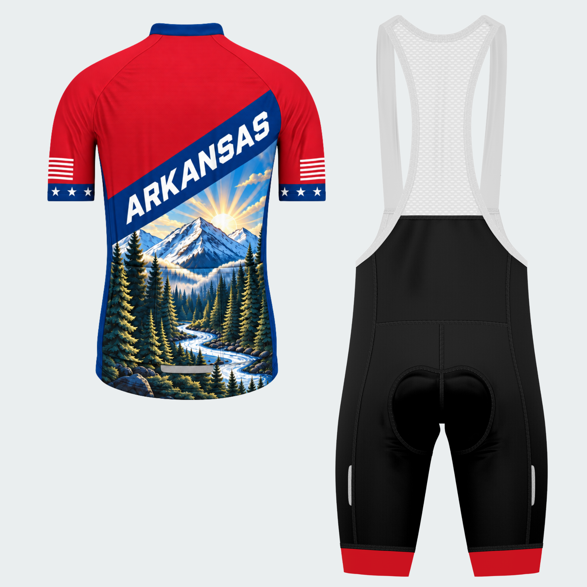 Men's Personalized Arkansas Mountain River Cycling Jersey & Kit — short sleeve bib shorts kit — image 02