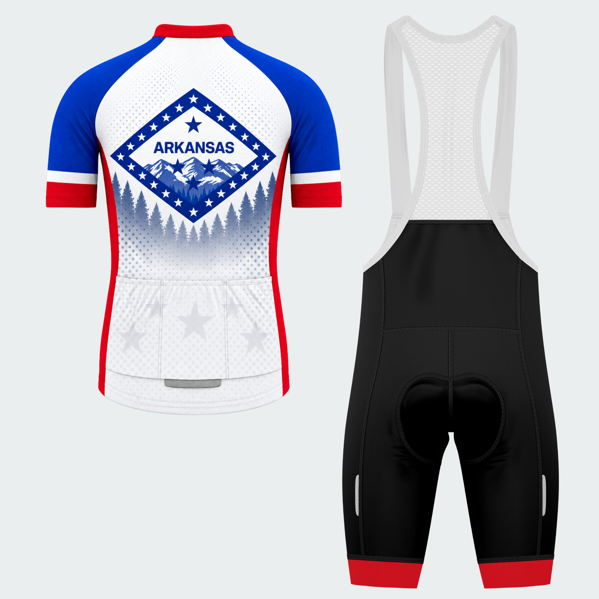 Men's Personalized Arkansas Peaks & Stars Cycling Jersey & Kit — short sleeve bib shorts kit — image 02