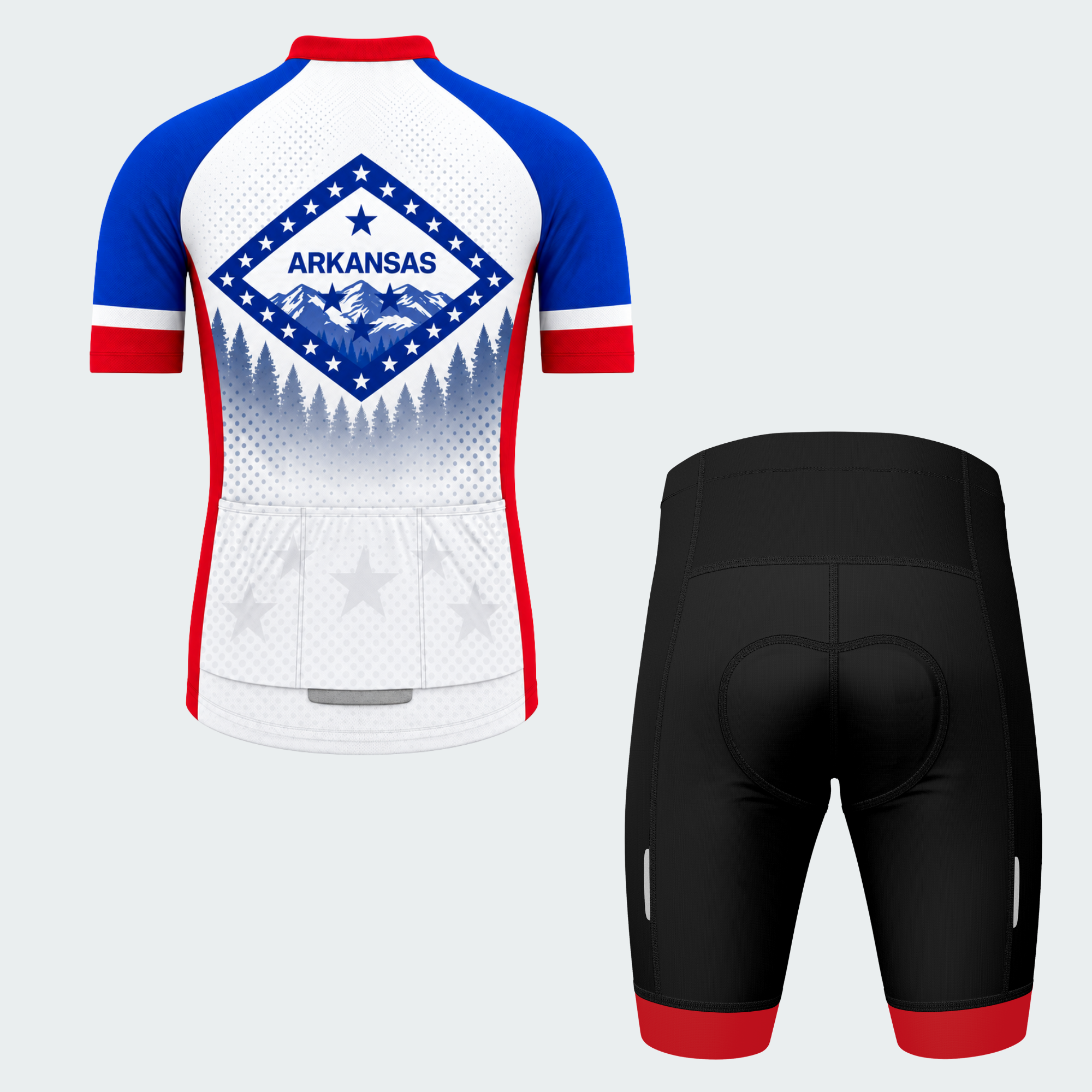 Men's Personalized Arkansas Peaks & Stars Cycling Jersey & Kit — short sleeve shorts kit — image 02