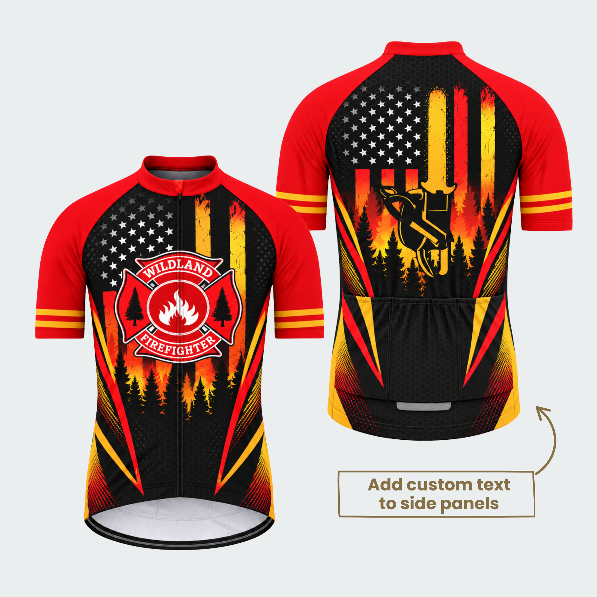 Men's Personalized Wildland Firefighter Flame Shield Cycling Jersey & Kit — short sleeve jersey — featured image