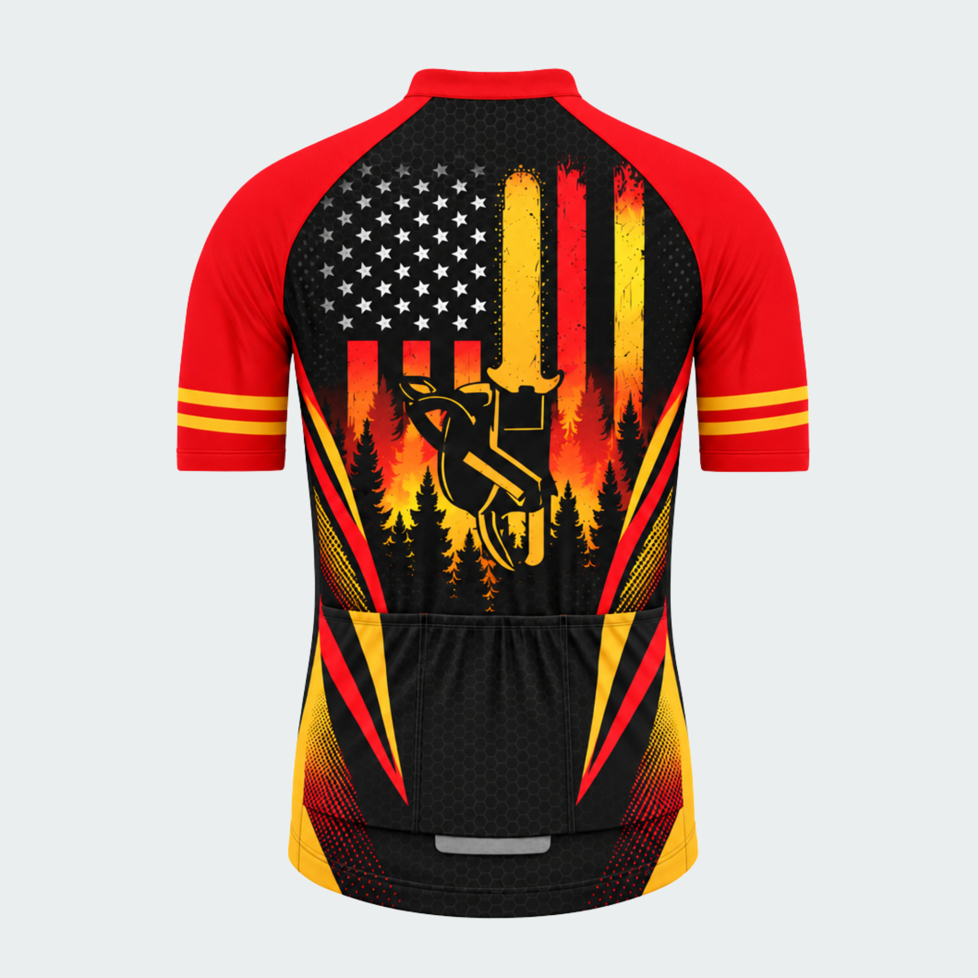 Men's Personalized Wildland Firefighter Flame Shield Cycling Jersey & Kit — short sleeve jersey — image 03