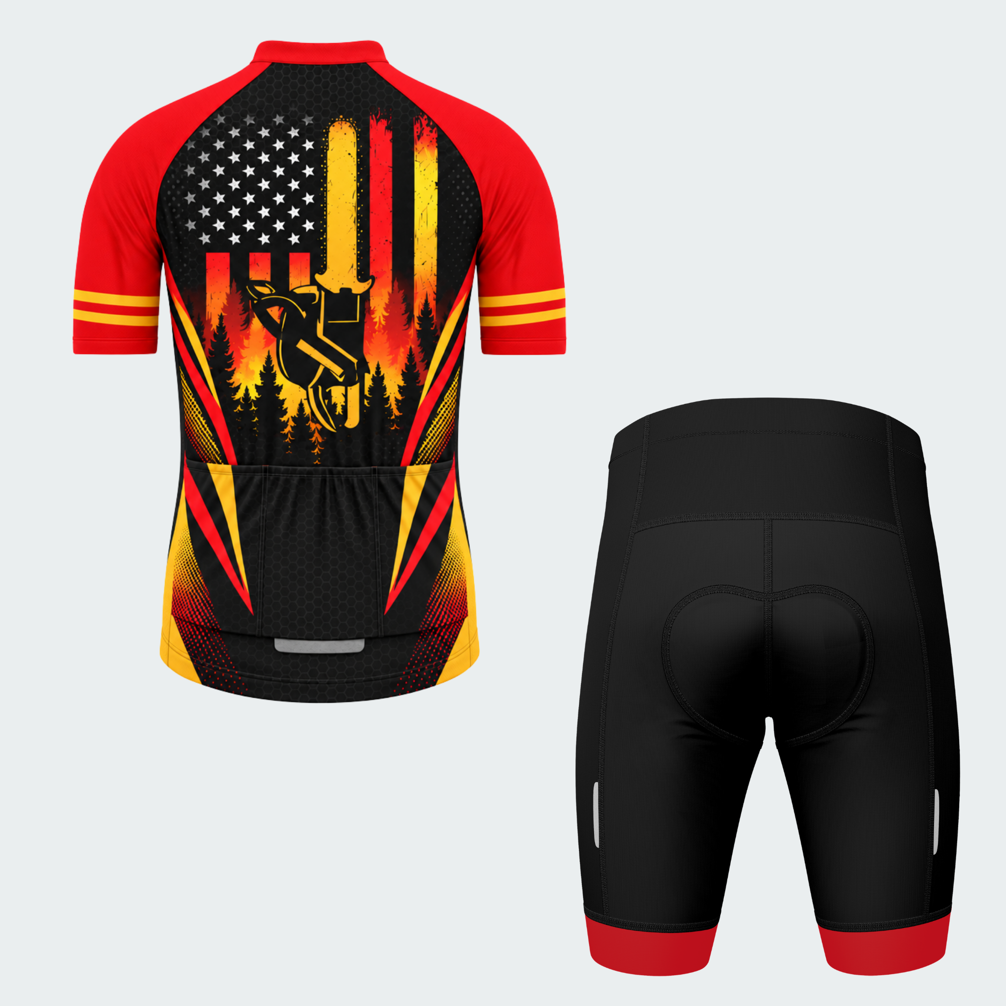 Men's Personalized Wildland Firefighter Flame Shield Cycling Jersey & Kit — short sleeve shorts kit — image 02